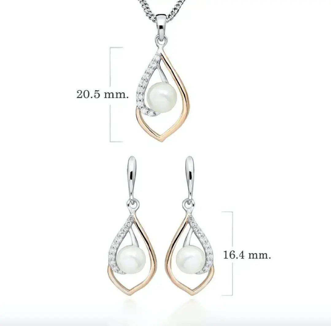 Изящни сребърни обици с речни перли Двуцветен дизайн – by Crystal Pro Jewellery