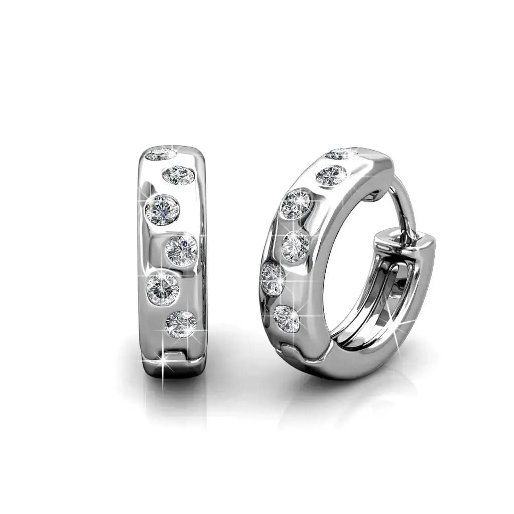 Халки с вградени блестящи кристали и 18К покритие бяло злато – by Crystal Pro Jewellery