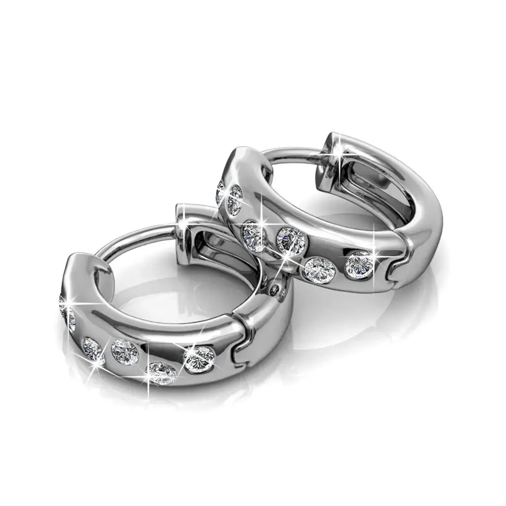 Халки с вградени блестящи кристали и 18К покритие бяло злато – by Crystal Pro Jewellery