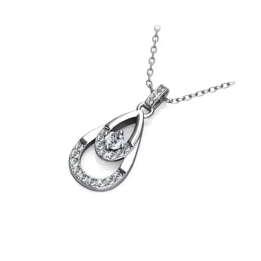 Класическо сребърно колие Елегантна капка 18К златно покритие – by Crystal Pro Jewellery
