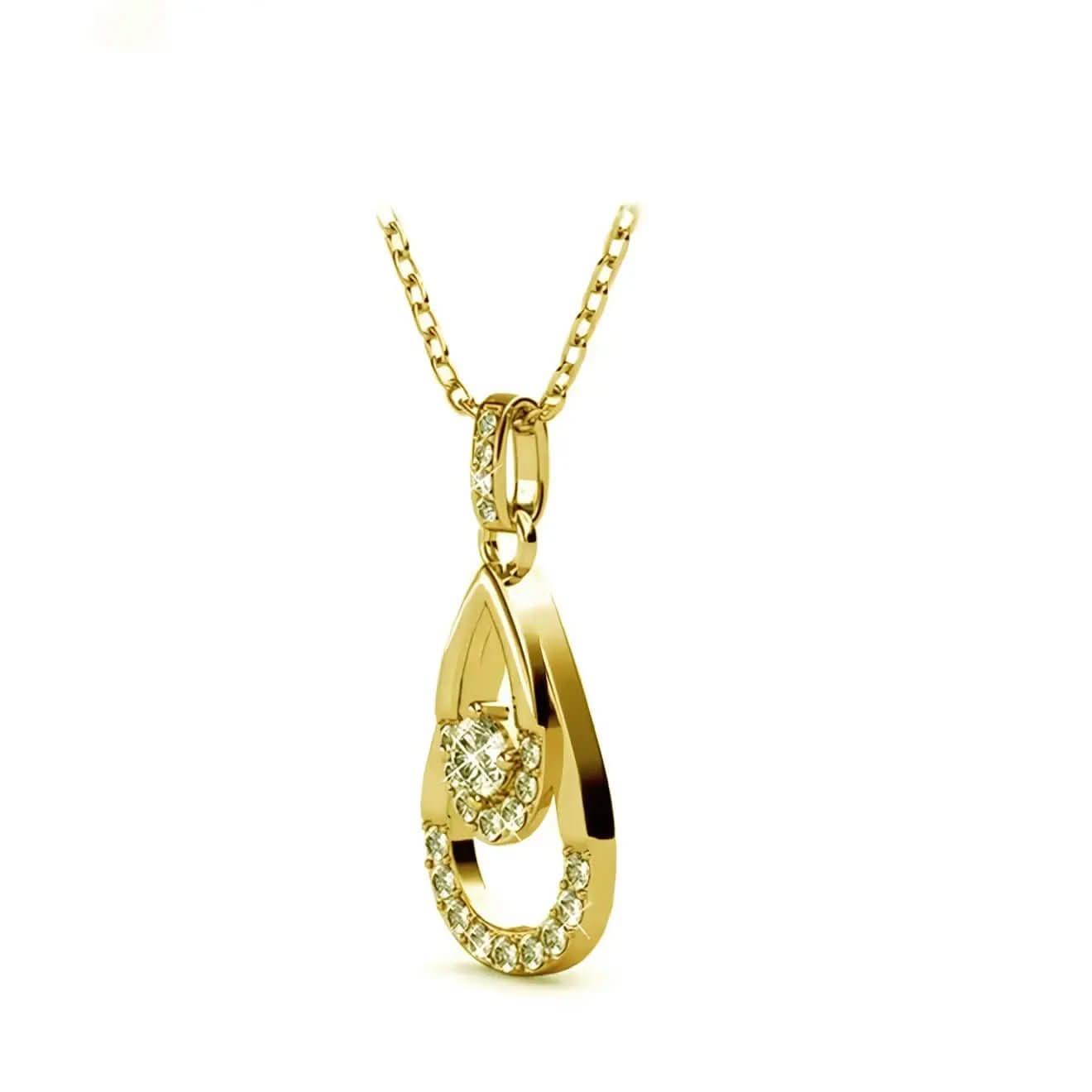 Класическо сребърно колие Елегантна капка 18К златно покритие – by Crystal Pro Jewellery