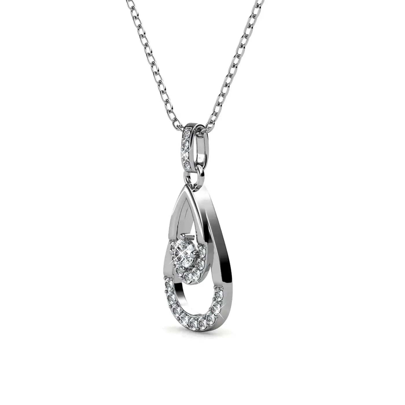 Класическо сребърно колие Елегантна капка 18К златно покритие – by Crystal Pro Jewellery