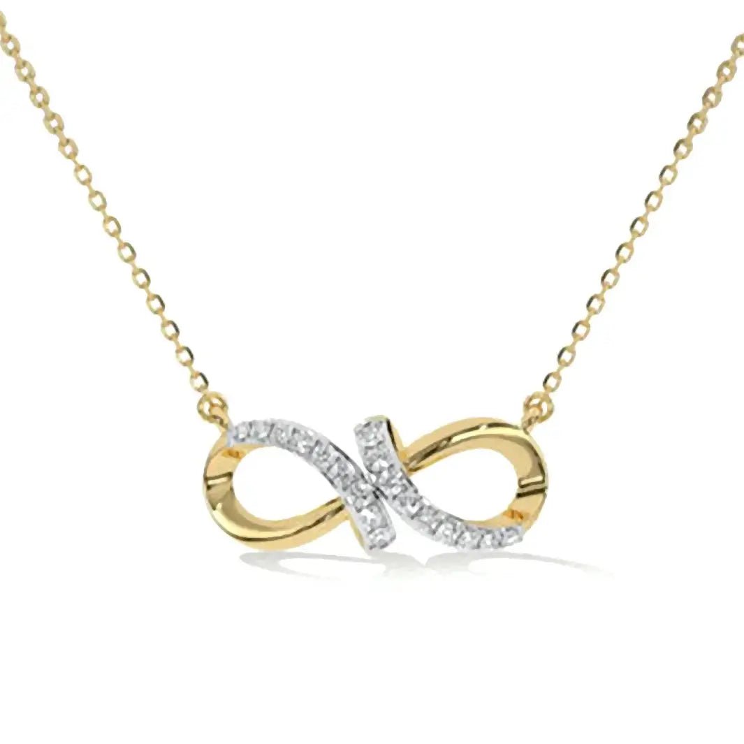 Колие Безкрайност Сребро 925 с 18К златно покритие и цирконии – by Crystal Pro Jewellery