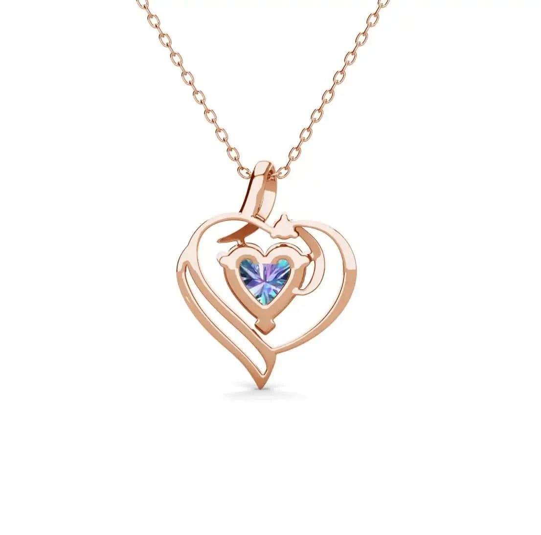 Колие Mystic Heart с цветен кристал 18K покритие Розово злато