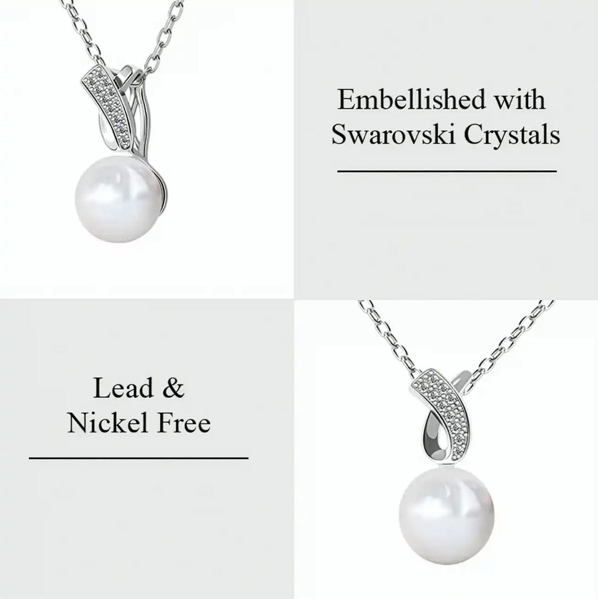 Pearl Elegance Earrings with Pearls and Crystals 18K White Gold Plated