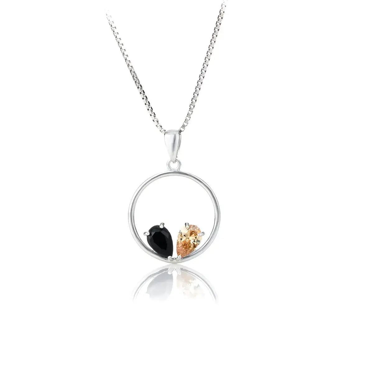 Колие с черни и златисти цирконии Сребро 925 – by Crystal Pro Jewellery