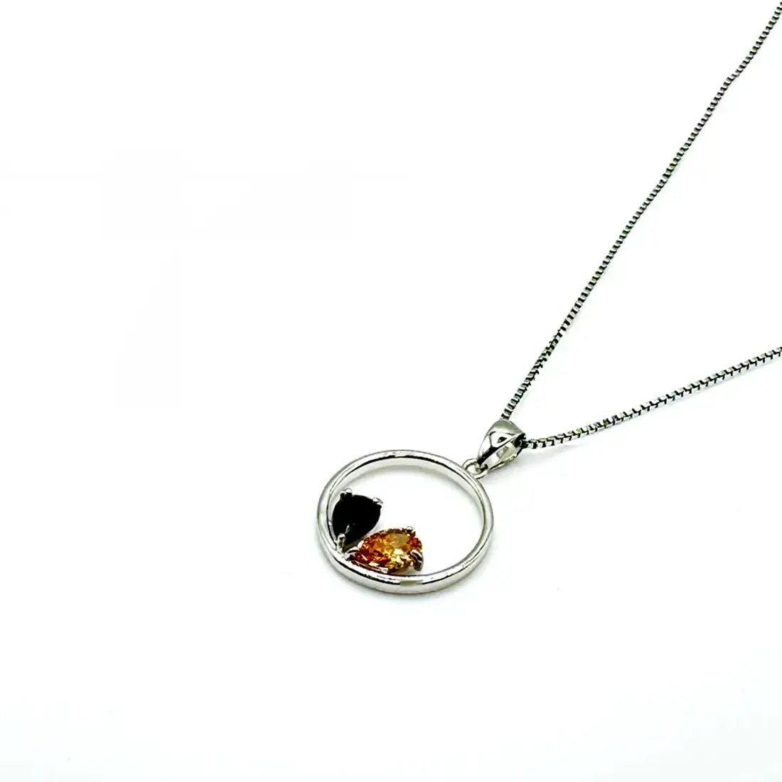 Колие с черни и златисти цирконии Сребро 925 – by Crystal Pro Jewellery