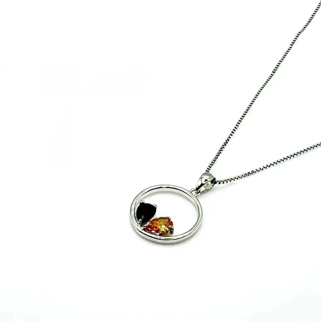 Колие с черни и златисти цирконии Сребро 925 – by Crystal Pro Jewellery