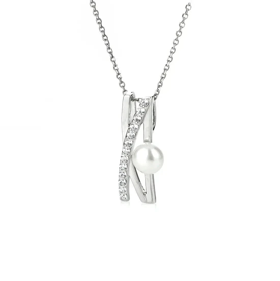 Колие с Речна Перла и цирконии Сребро 925 – by Crystal Pro Jewellery
