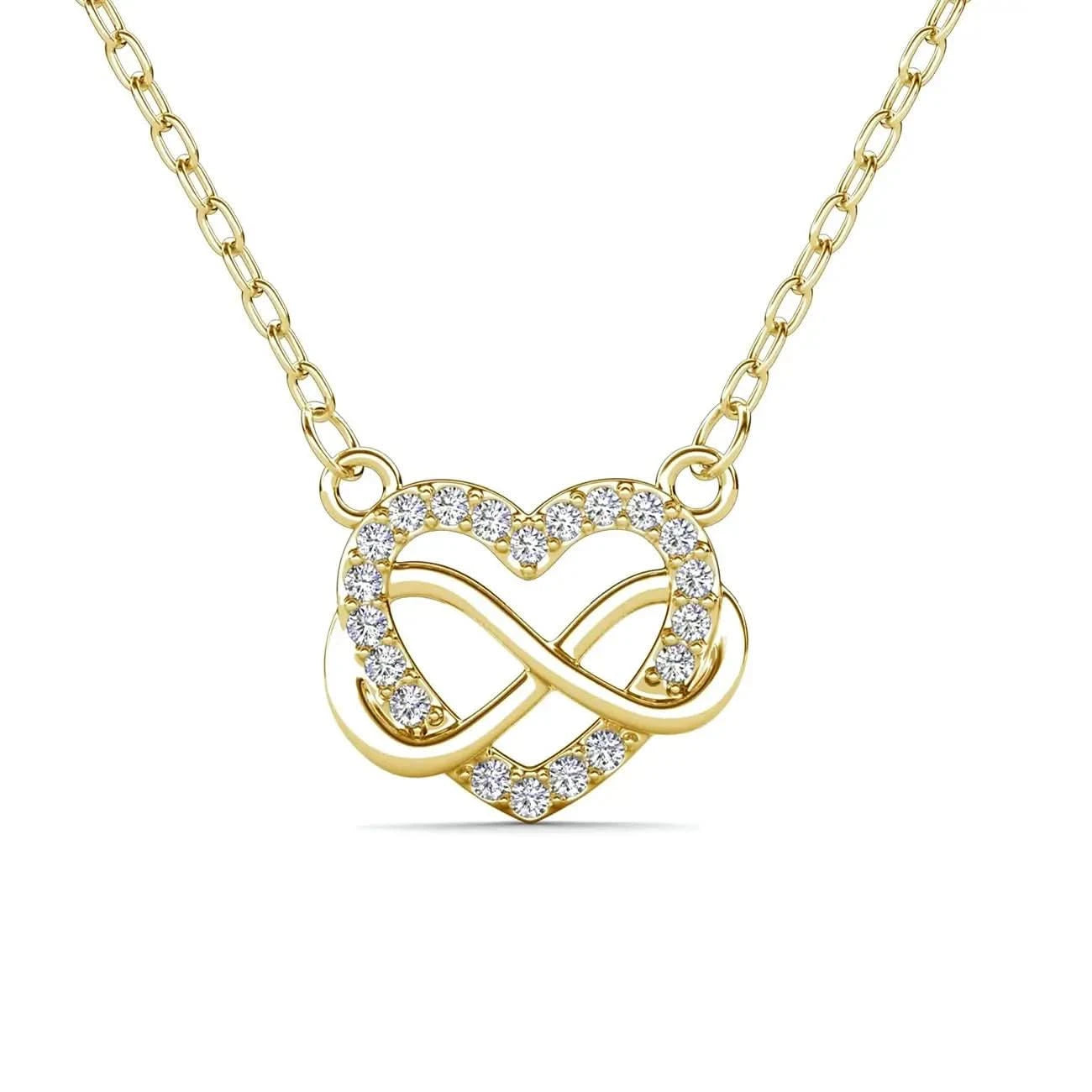 Колие Сърце с блясък на австрийски кристали 18К златно покритие – by Crystal Pro Jewellery