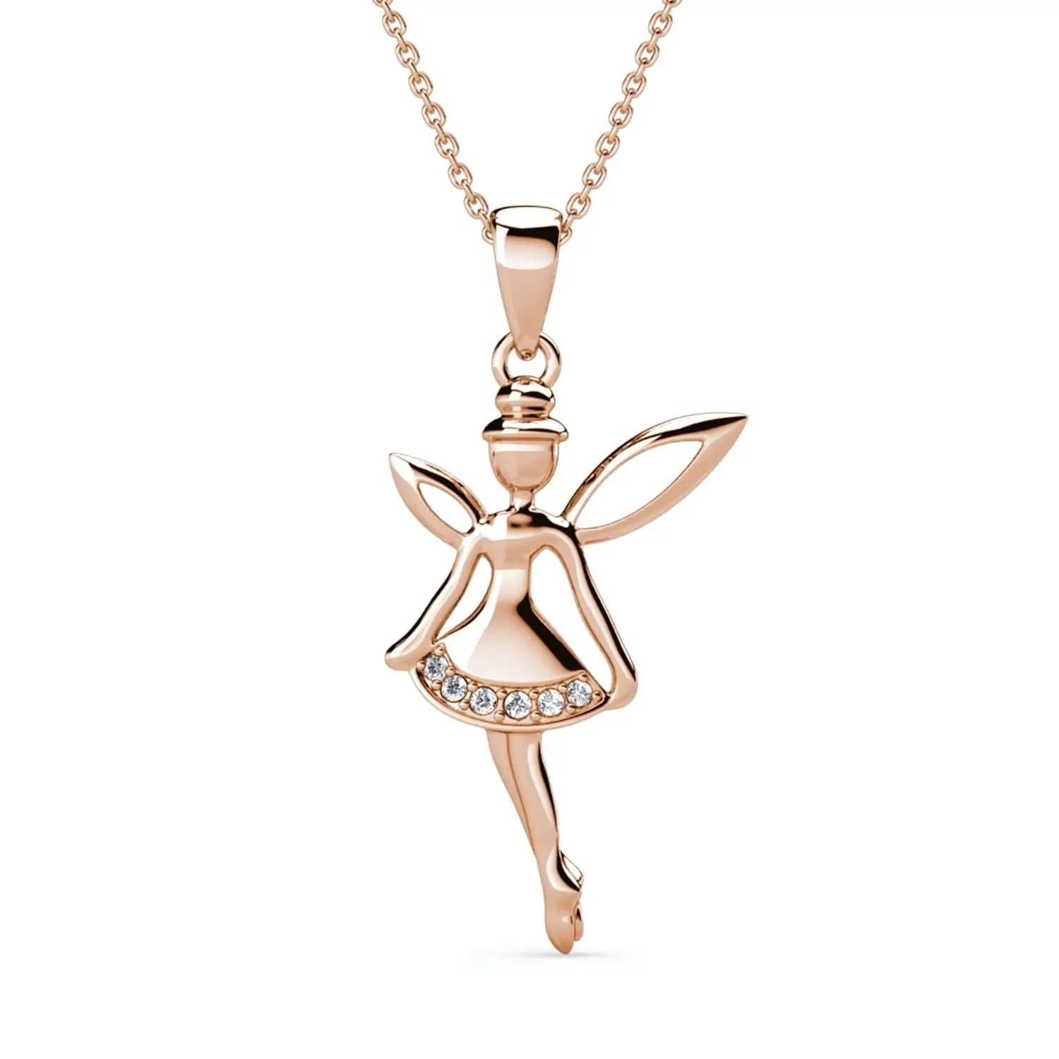 Колие Вълшебна Фея с кристален блясък и 18К покритие Бяло злато – by Crystal Pro Jewellery