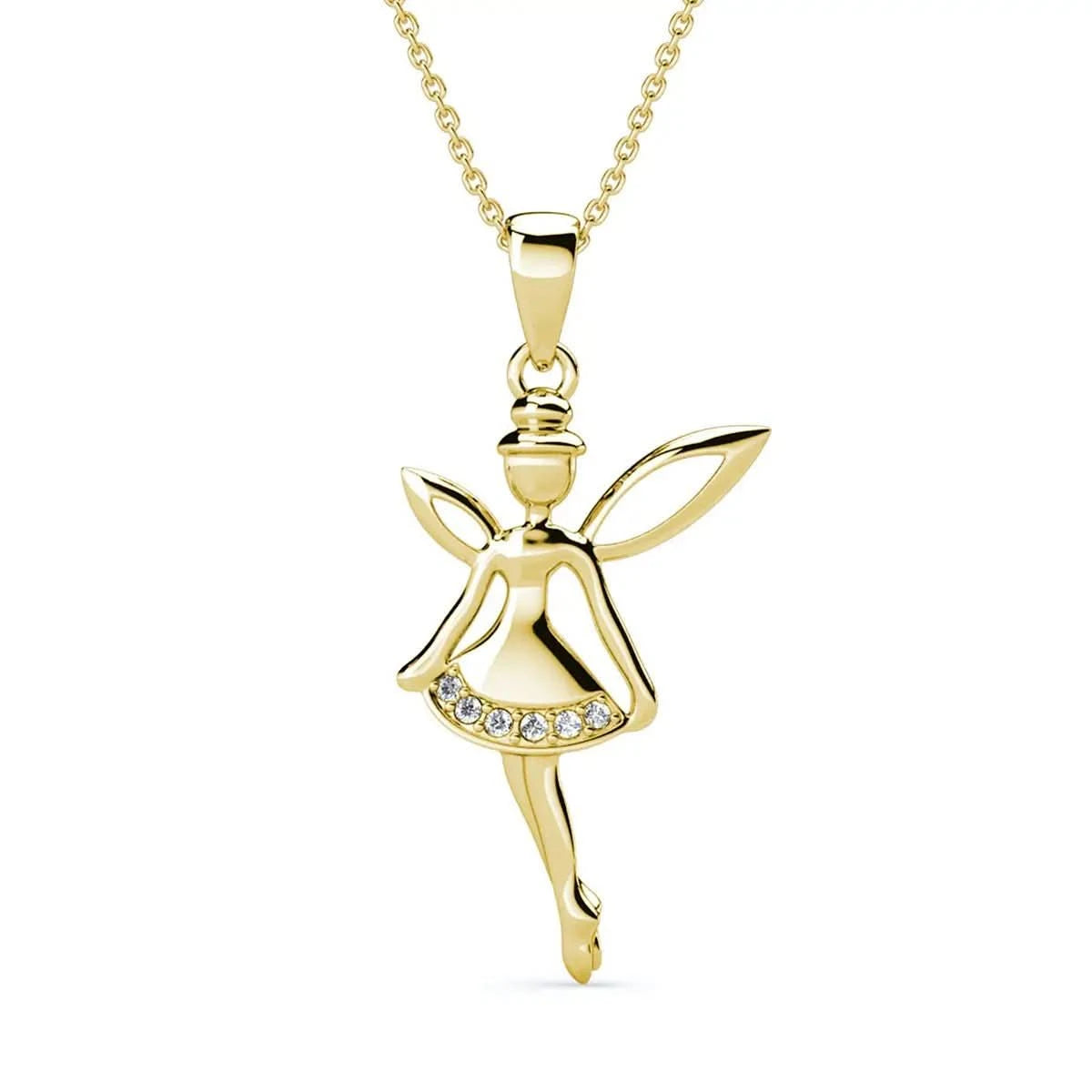 Колие Вълшебна Фея с кристален блясък и 18К покритие Бяло злато – by Crystal Pro Jewellery