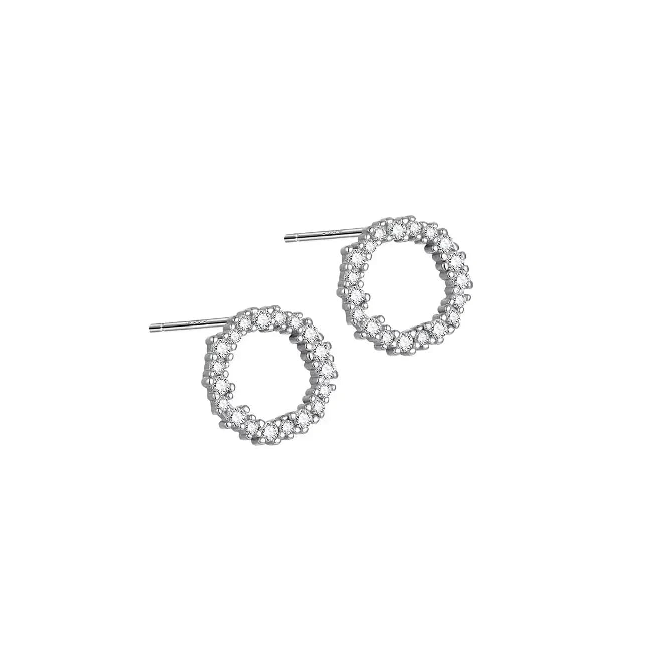 Кръгли обици на винт с цирконии, позлатени луксозен дизайн – by Crystal Pro Jewellery