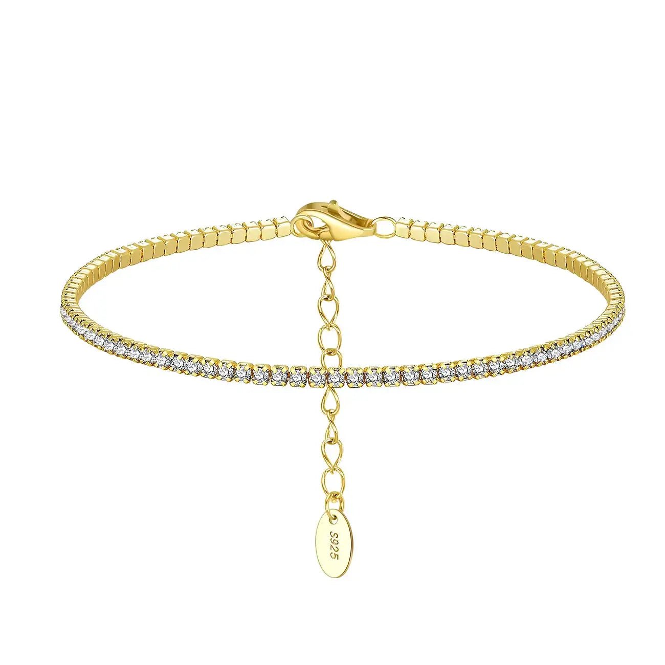 Луксозна тенис гривна с кубични цирконии Сребро 925 с покритие от 18K злато – by Crystal Pro Jewellery