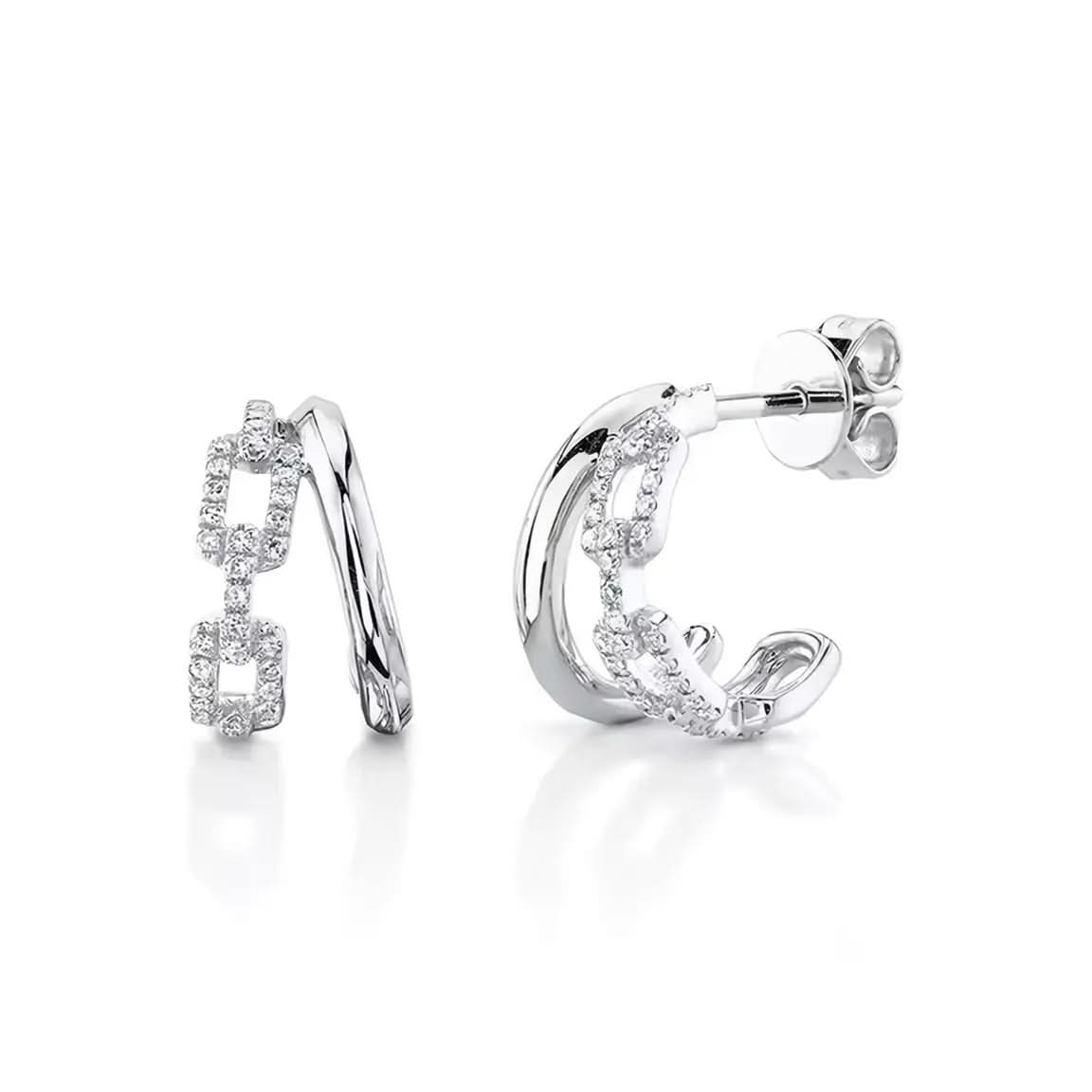 Луксозни обици двойни халки Сребро 925 – by Crystal Pro Jewellery