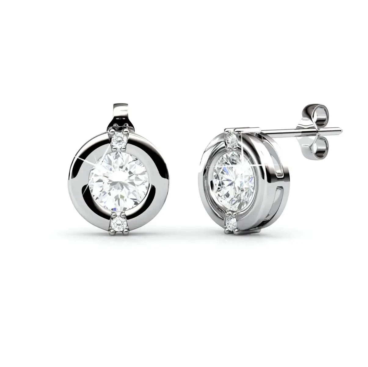 Луксозни сребърни обици с австрийски кристали 18К златно покритие – by Crystal Pro Jewellery