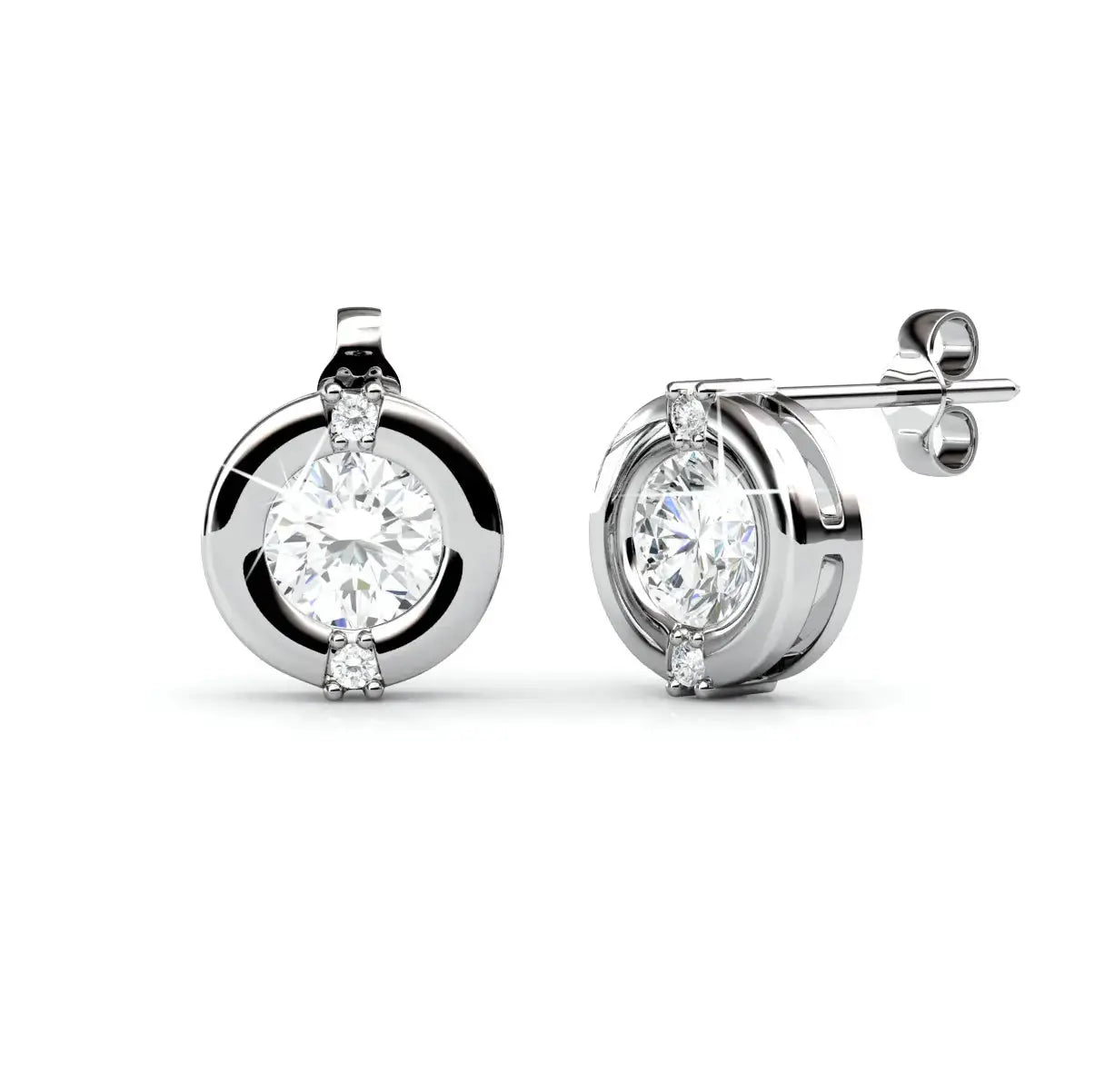 Луксозни сребърни обици с австрийски кристали 18К златно покритие – by Crystal Pro Jewellery