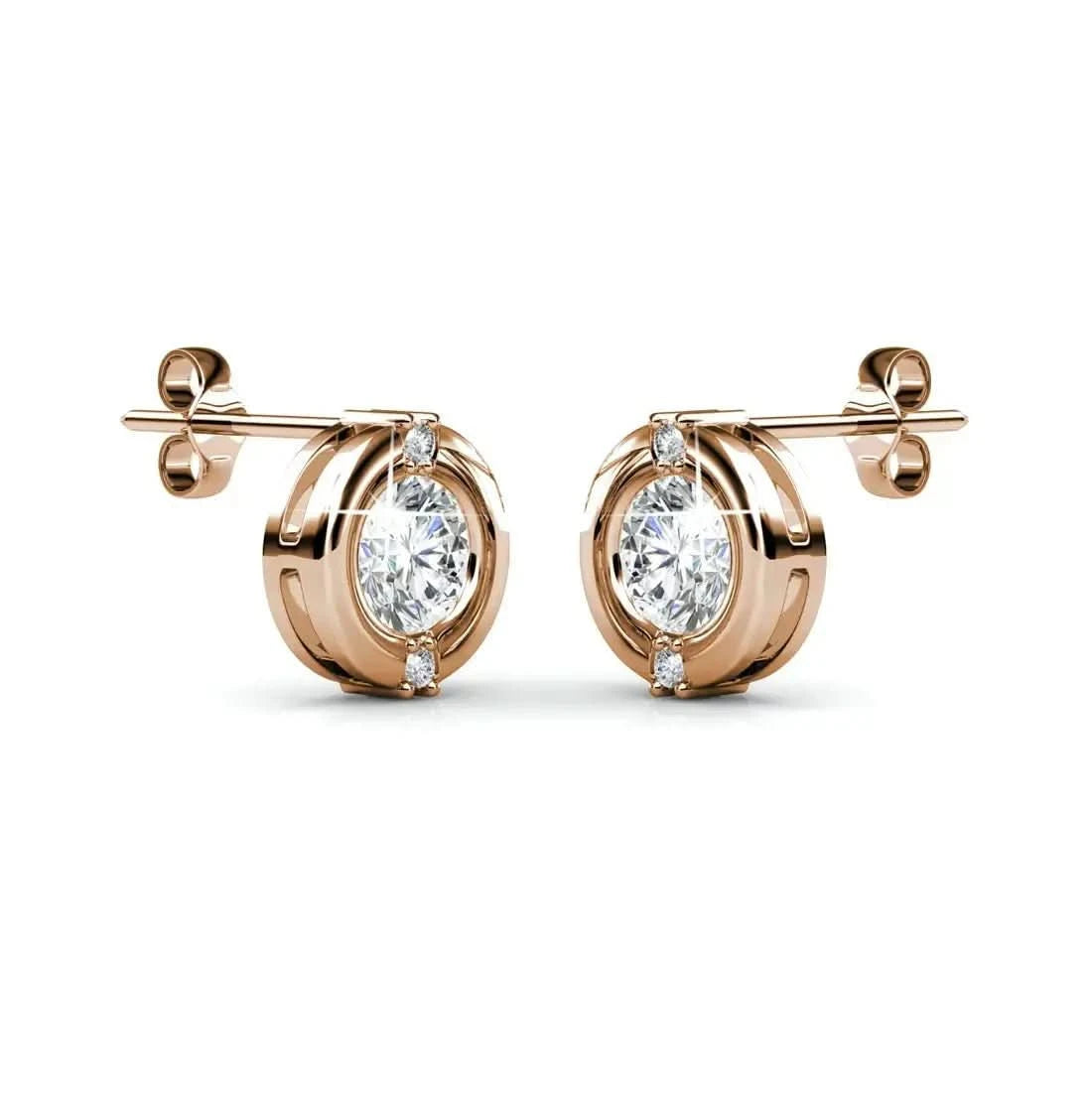 Луксозни сребърни обици с австрийски кристали 18К златно покритие – by Crystal Pro Jewellery