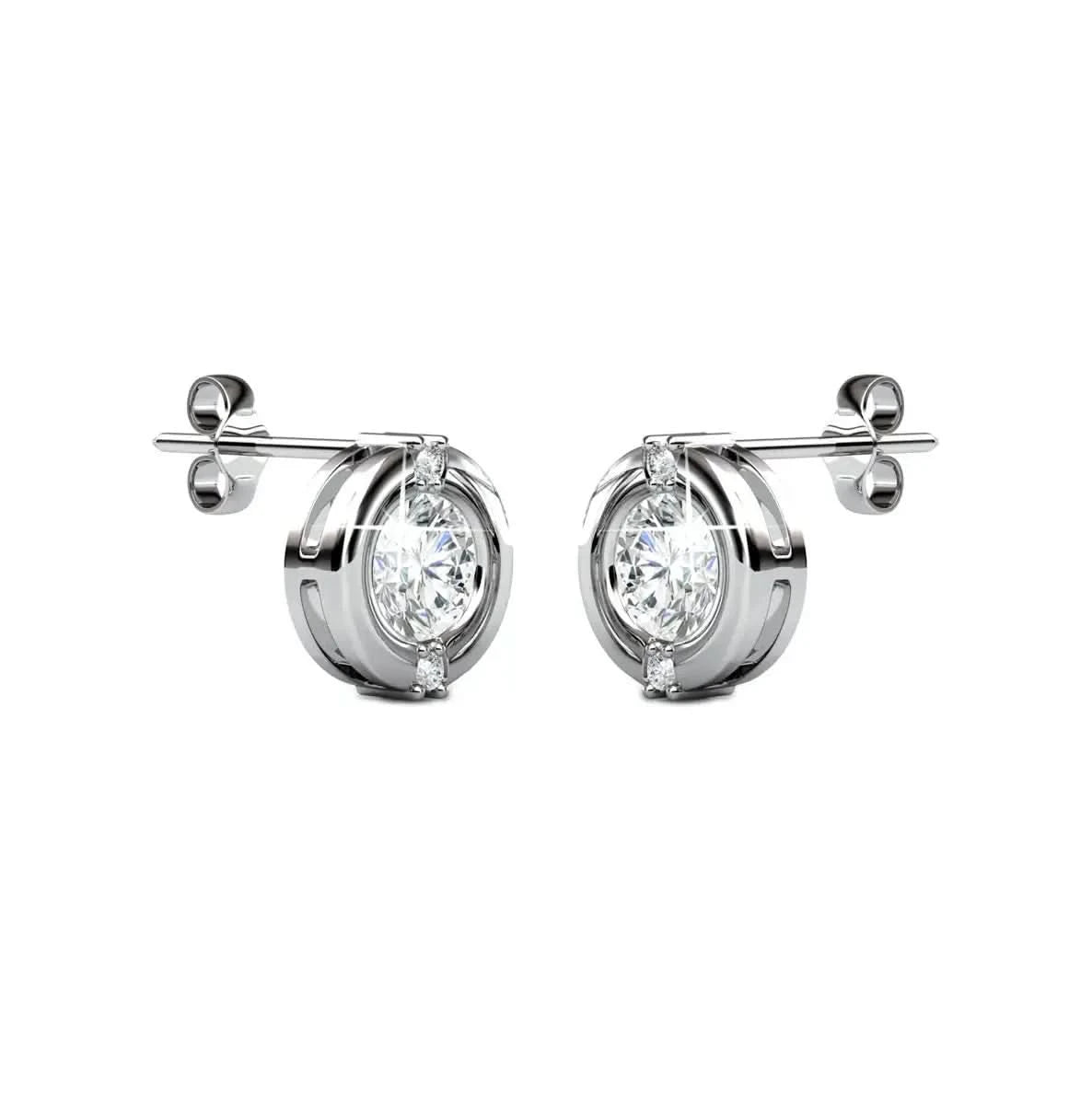 Луксозни сребърни обици с австрийски кристали 18К златно покритие – by Crystal Pro Jewellery