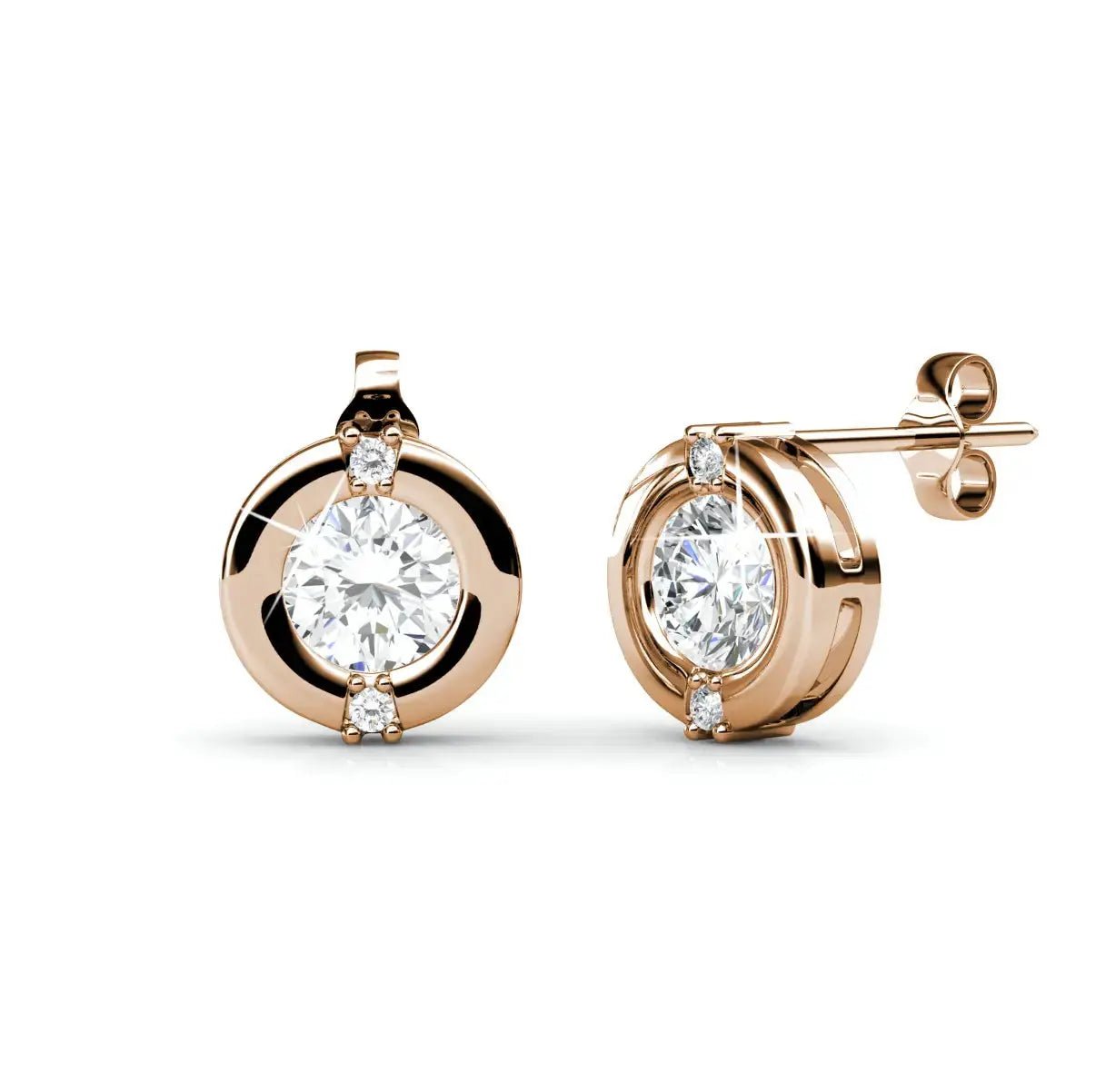 Луксозни сребърни обици с австрийски кристали 18К златно покритие – by Crystal Pro Jewellery