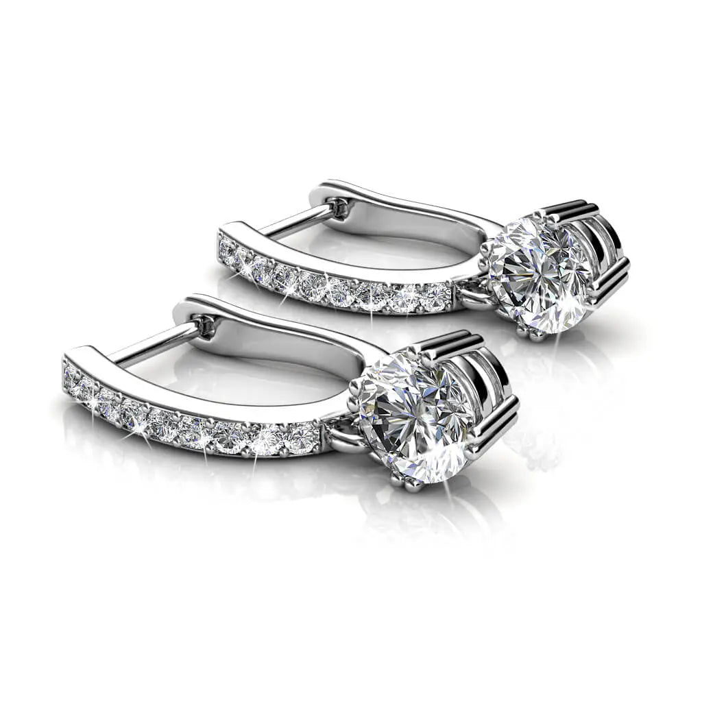 Луксозни сребърни обици с кристали 18К покритие бяло злато – by Crystal Pro Jewellery