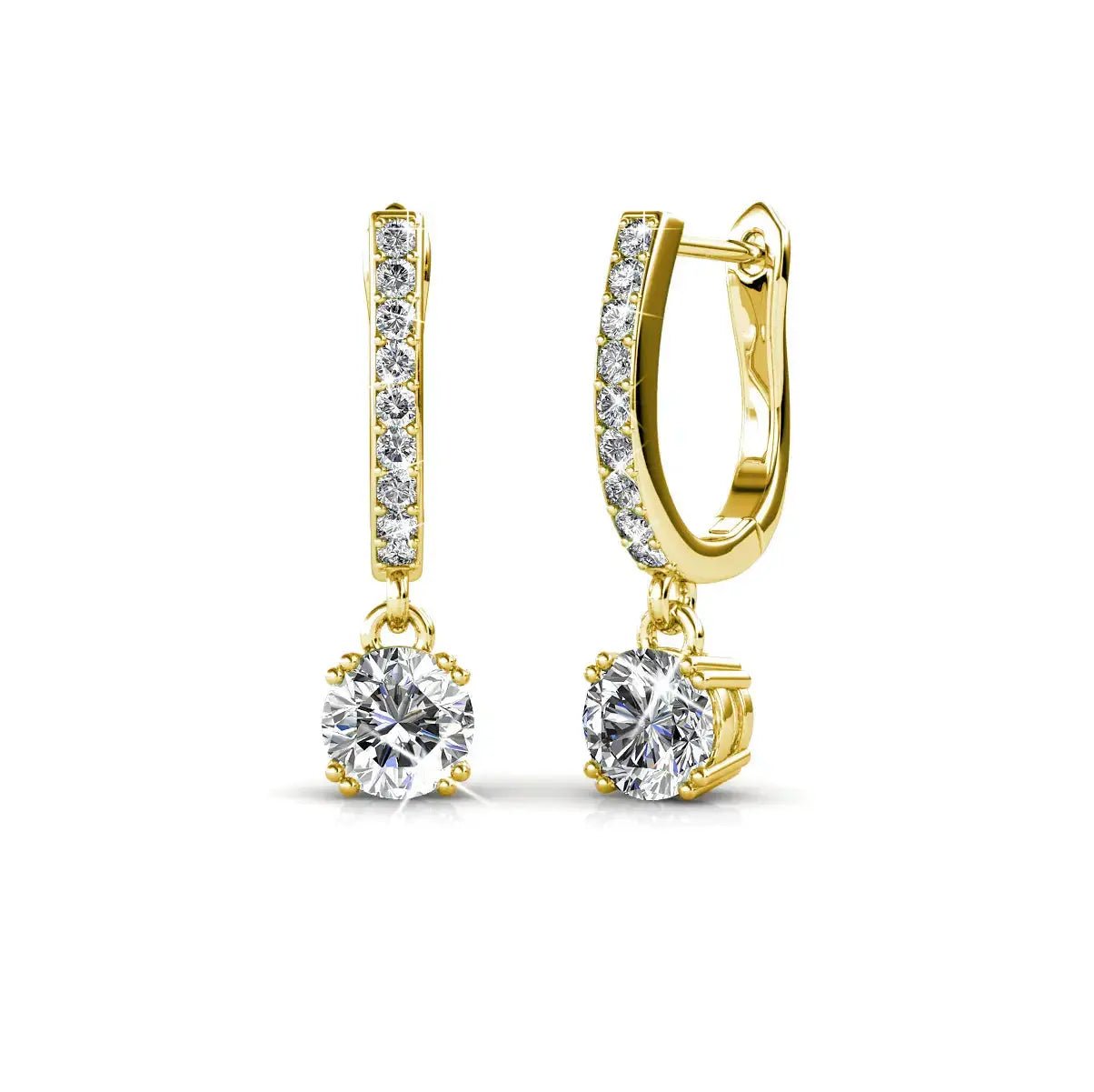 Луксозни сребърни обици с кристали 18К златно покритие – by Crystal Pro Jewellery