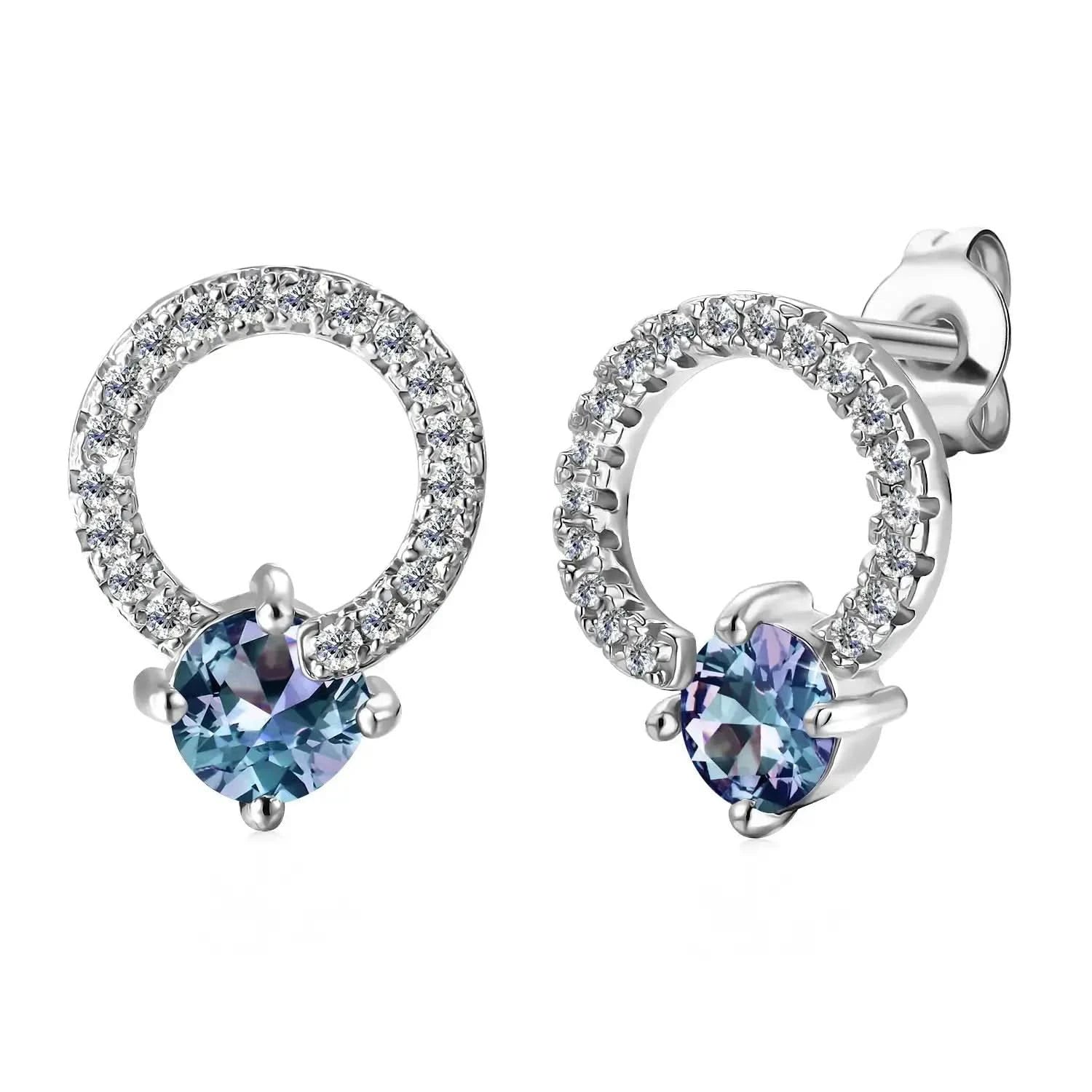 Луксозни сребърни обици с лабораторен Александрит – by Crystal Pro Jewellery