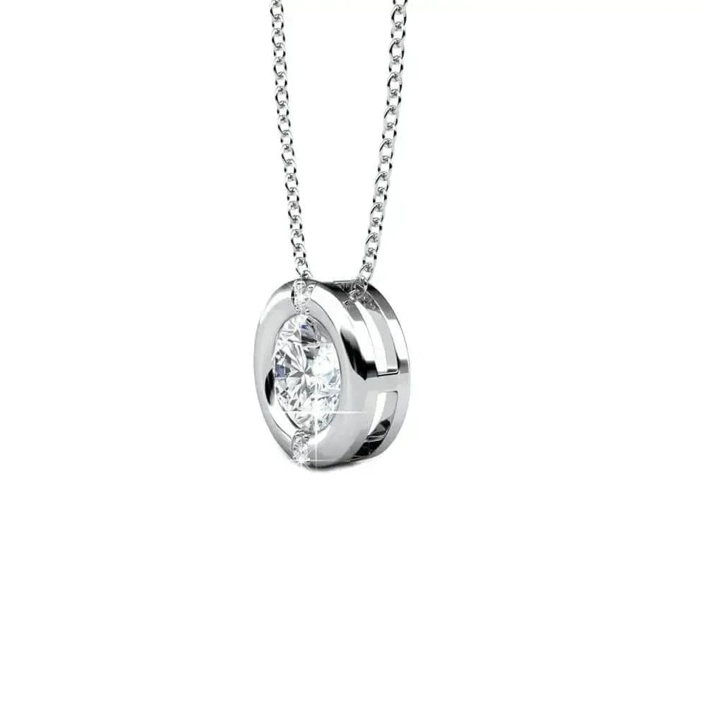Луксозно сребърно колие с австрийски кристали 18К покритие розово злато – by Crystal Pro Jewellery