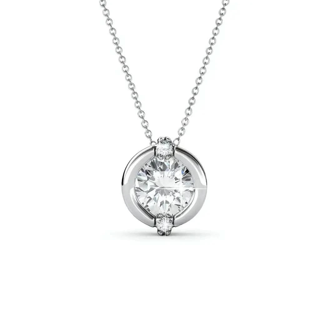 Луксозно сребърно колие с австрийски кристали 18К покритие розово злато – by Crystal Pro Jewellery