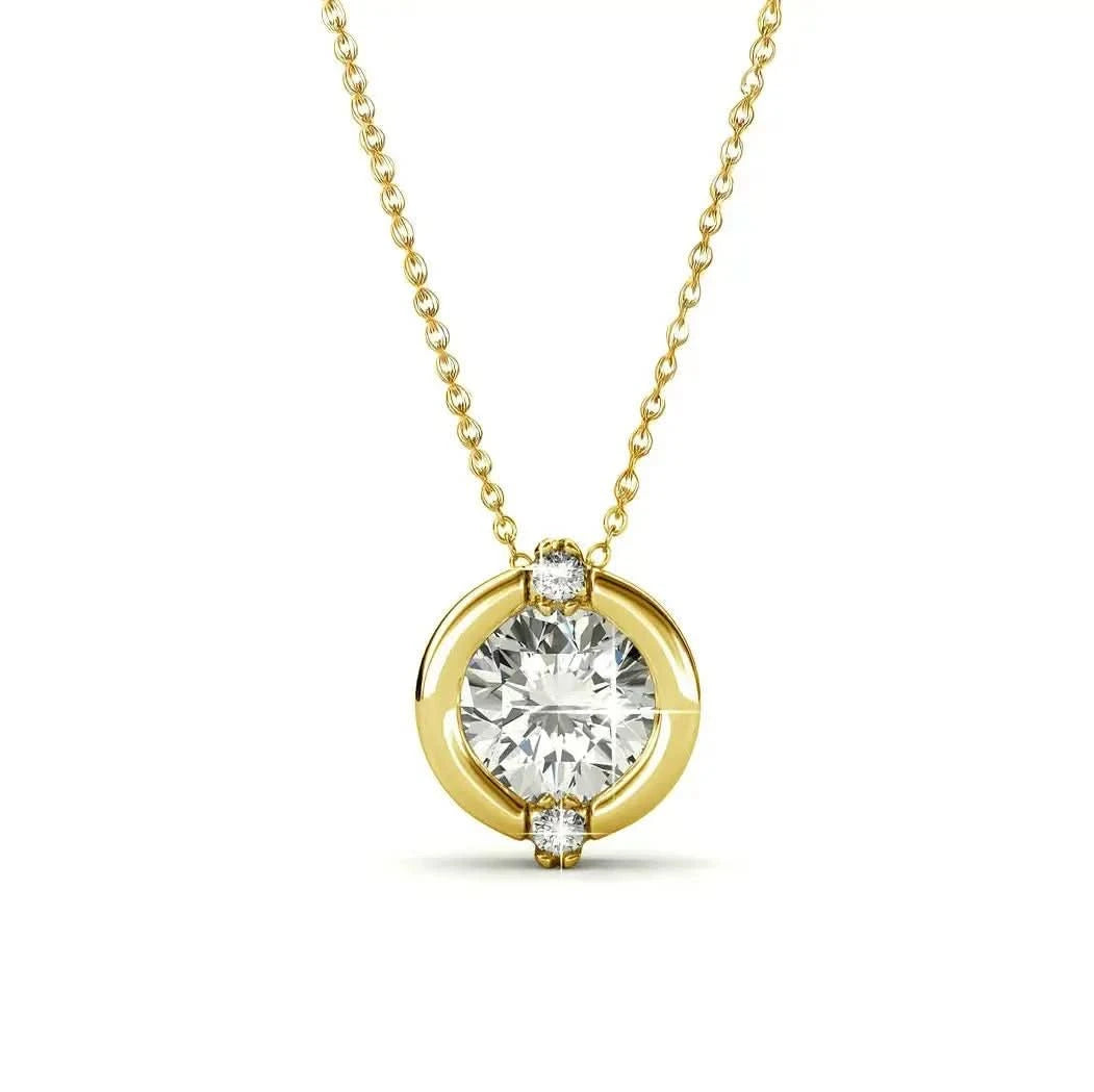 Луксозно сребърно колие с австрийски кристали 18К покритие розово злато – by Crystal Pro Jewellery