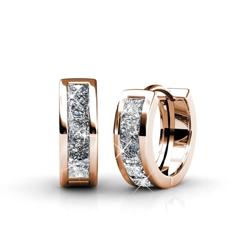 Малки халки обици с 18К покритие розово злато – by Crystal Pro Jewellery