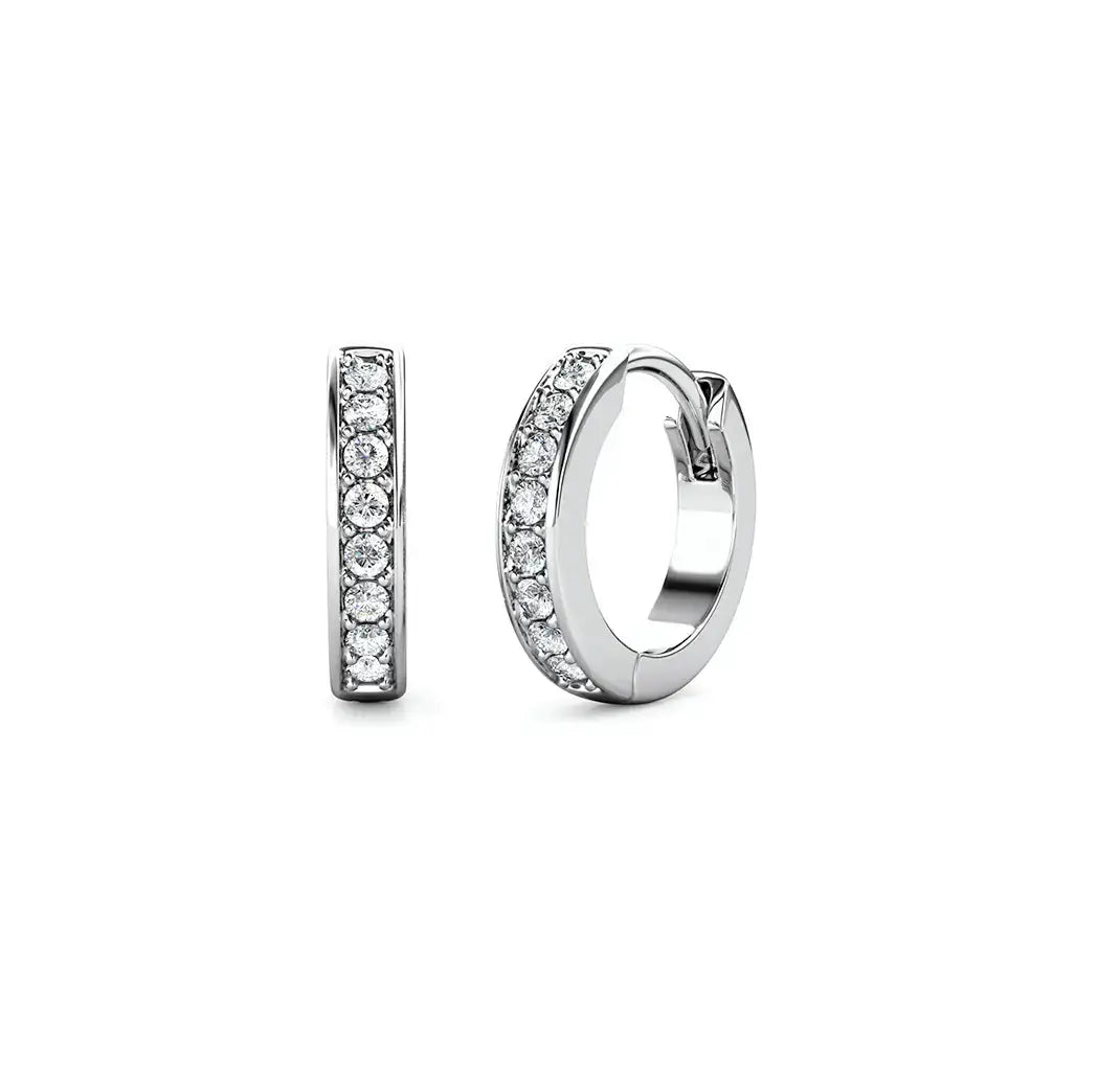 Малки халки с 18к покритие от бяло злато и блясък на кристали – by Crystal Pro Jewellery