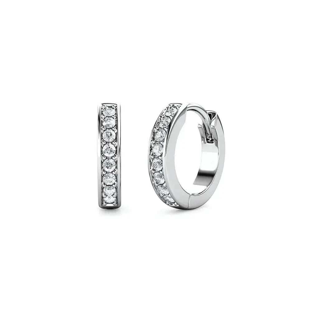 Малки халки с 18к покритие от бяло злато и блясък на кристали – by Crystal Pro Jewellery