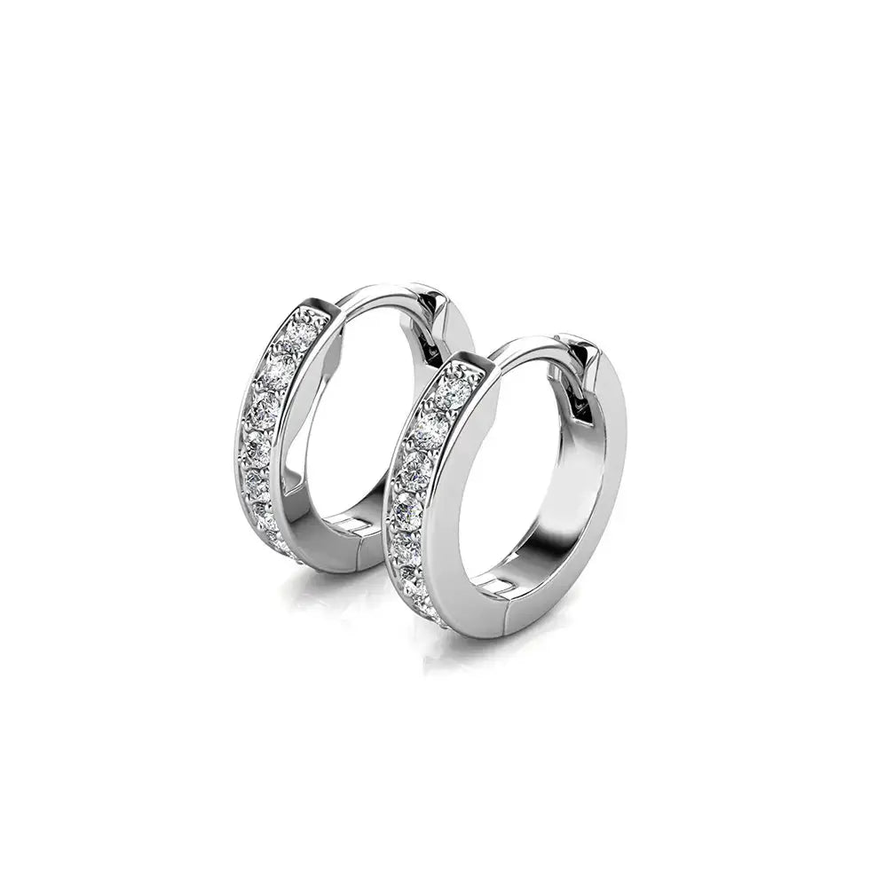 Малки халки с 18к покритие от бяло злато и блясък на кристали – by Crystal Pro Jewellery