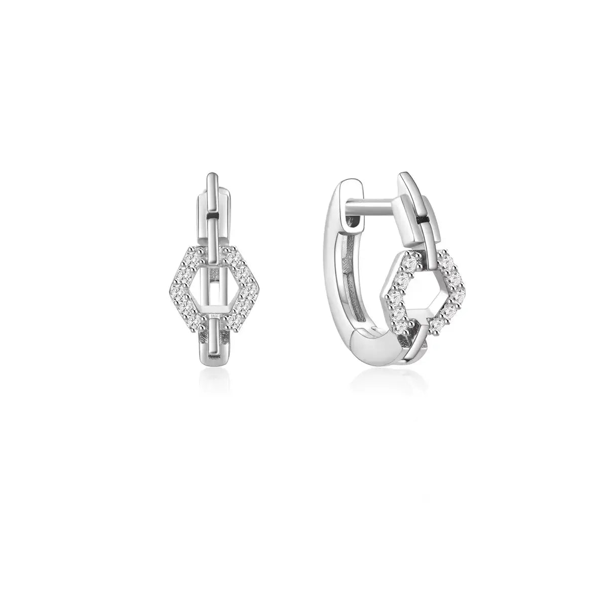 Малки халки с геометричен дизайн Сребро 925 с 18К златно покритие – by Crystal Pro Jewellery