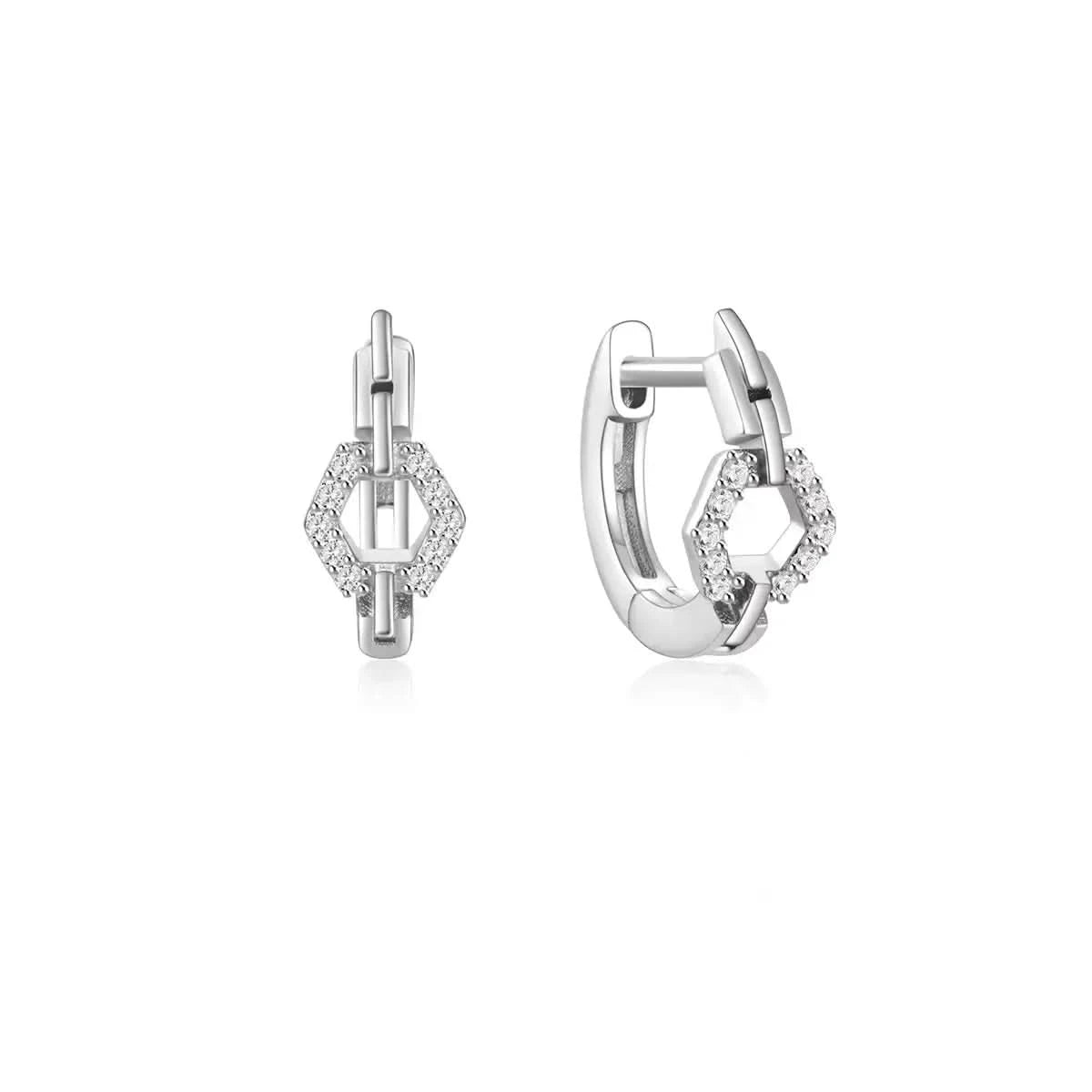 Малки халки с геометричен дизайн Сребро 925 с 18К златно покритие – by Crystal Pro Jewellery