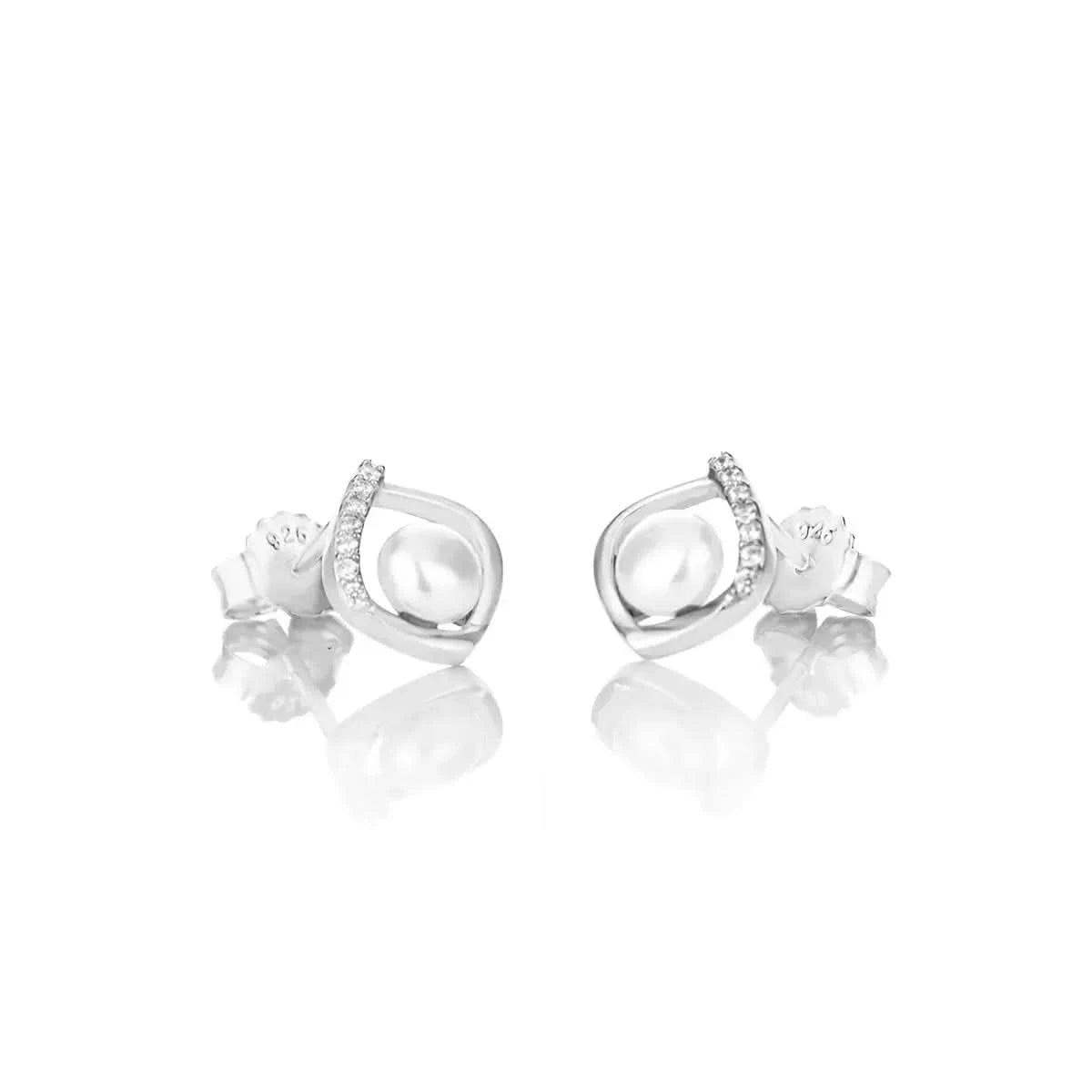 Малки луксозни обици с речни перли Сребро 925 – by Crystal Pro Jewellery