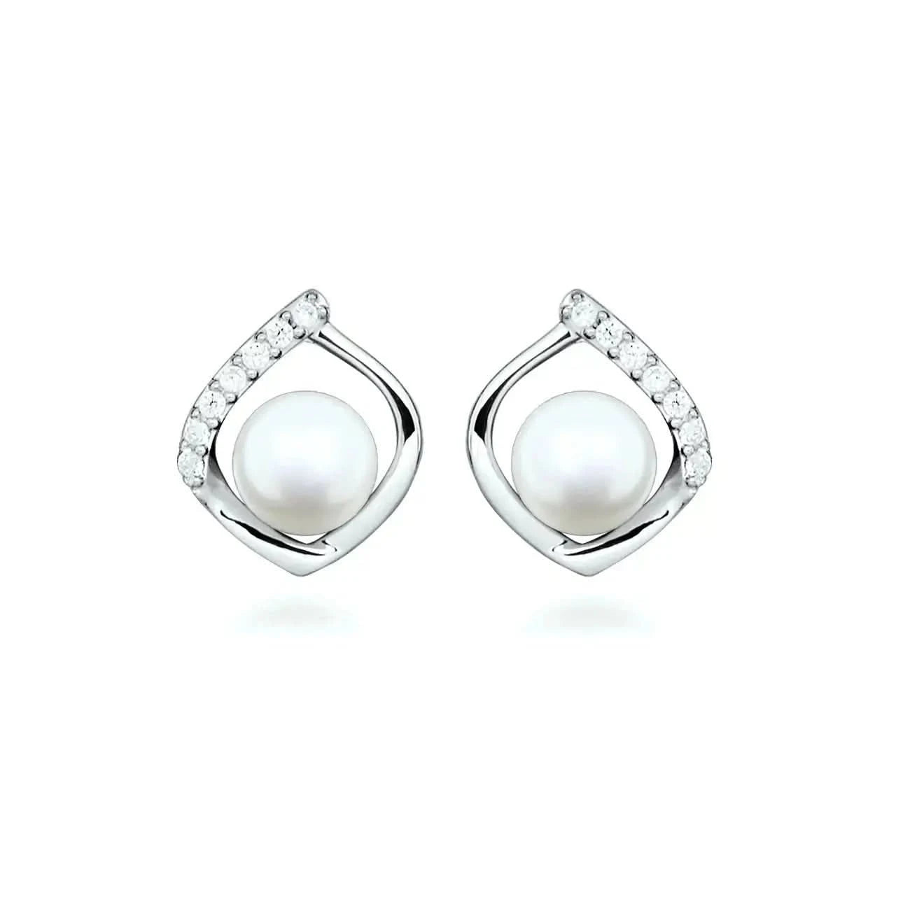 Малки луксозни обици с речни перли Сребро 925 – by Crystal Pro Jewellery