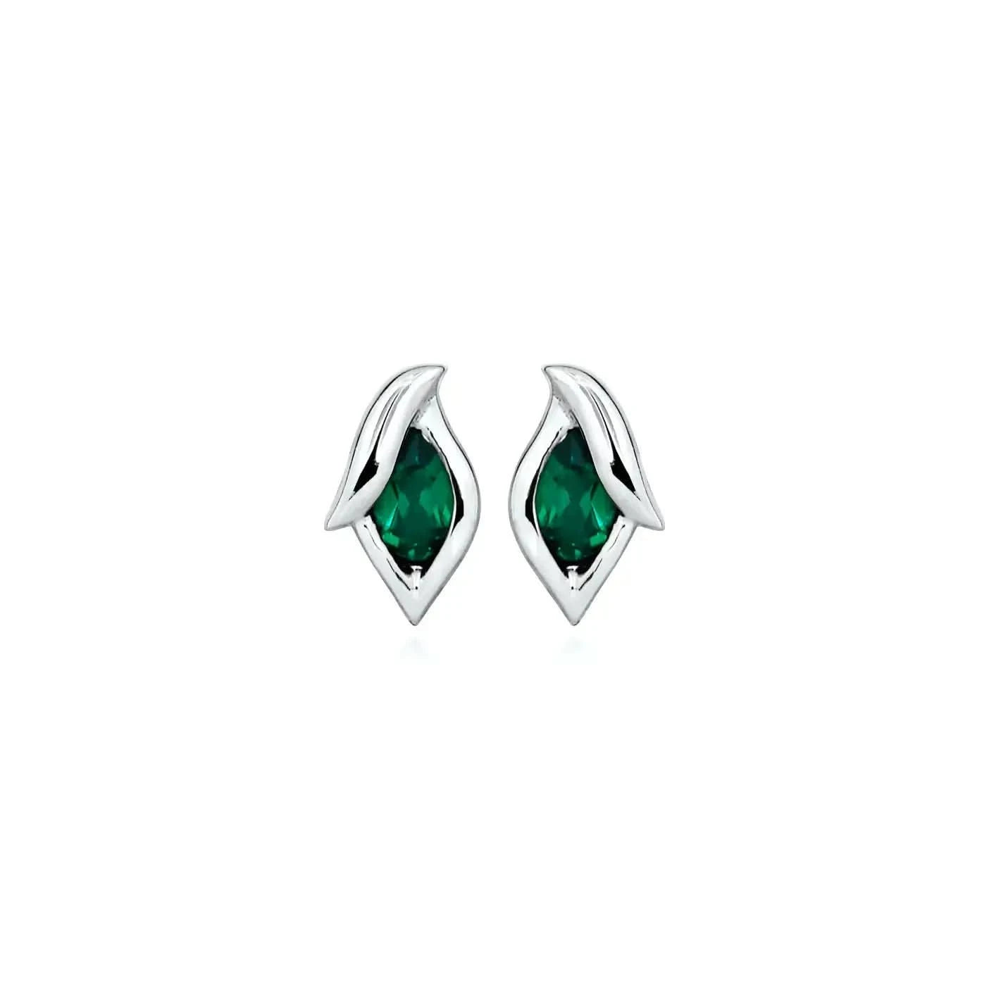 Малки луксозни обици в цвят Смарагд с Нано камъни – by Crystal Pro Jewellery
