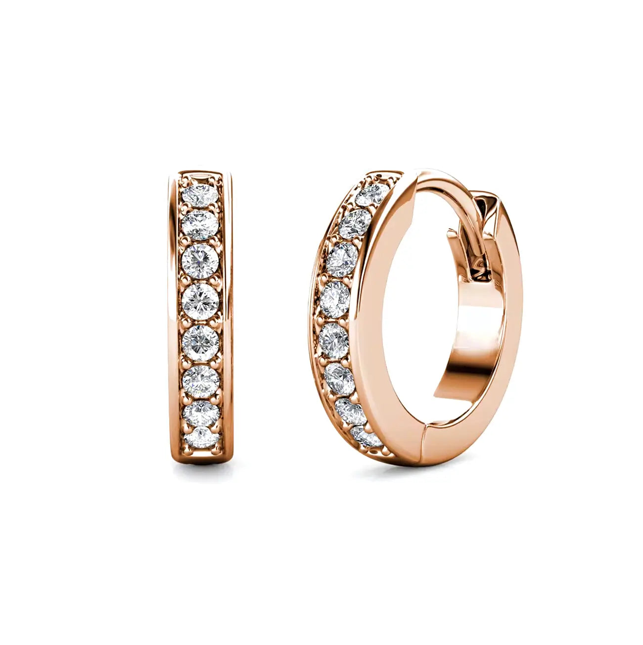 Малки обици халки с 18к златно покритие и блясък на кристали