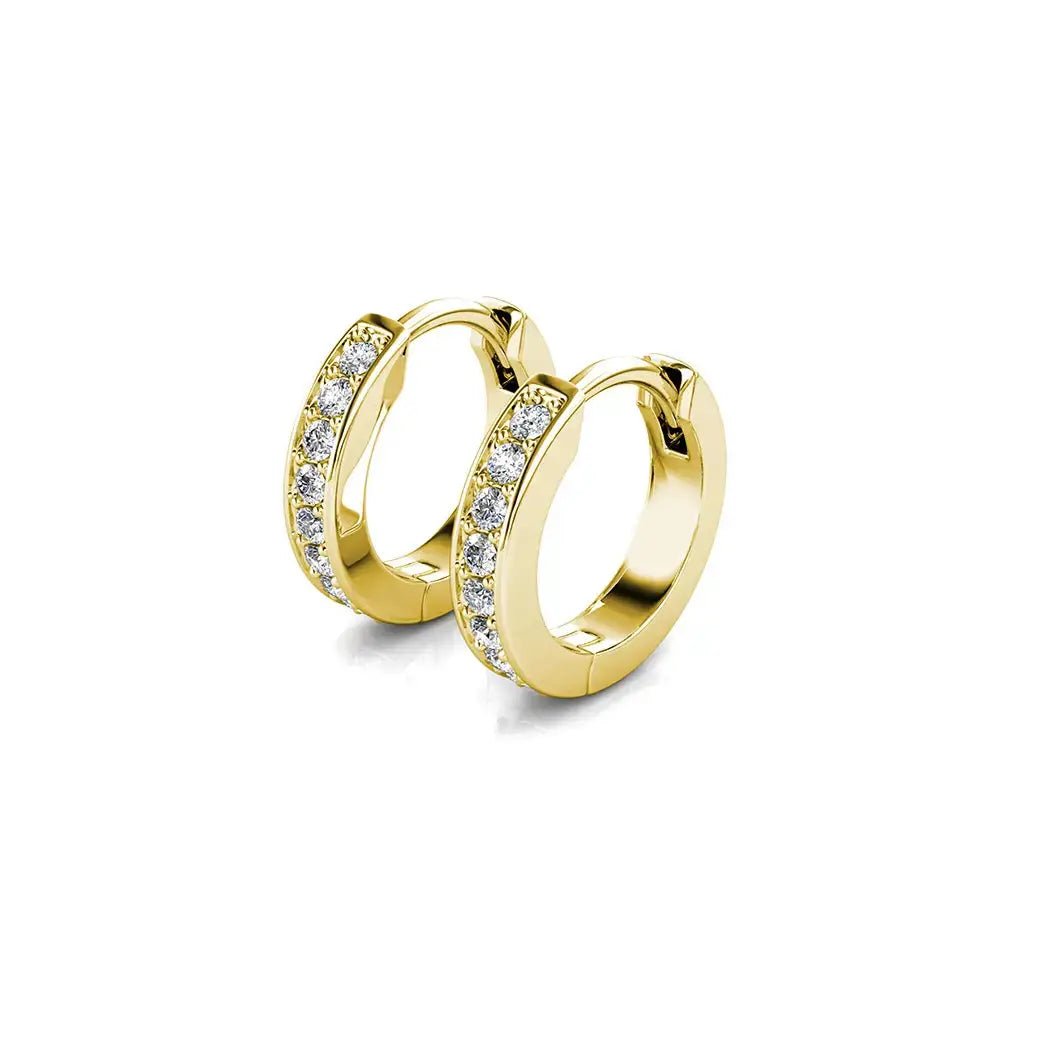 Малки обици халки с 18к златно покритие и блясък на кристали – by Crystal Pro Jewellery