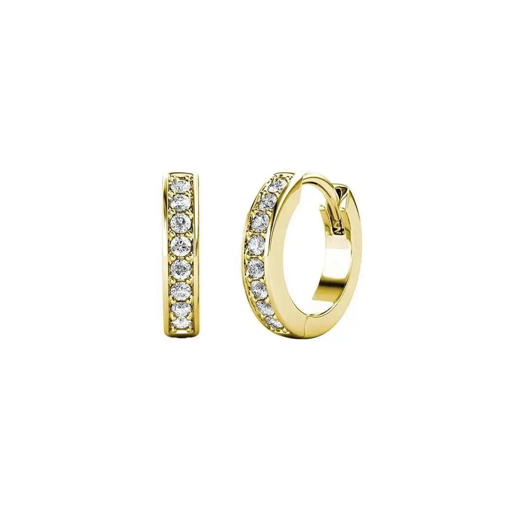 Малки обици халки с 18к златно покритие и блясък на кристали – by Crystal Pro Jewellery