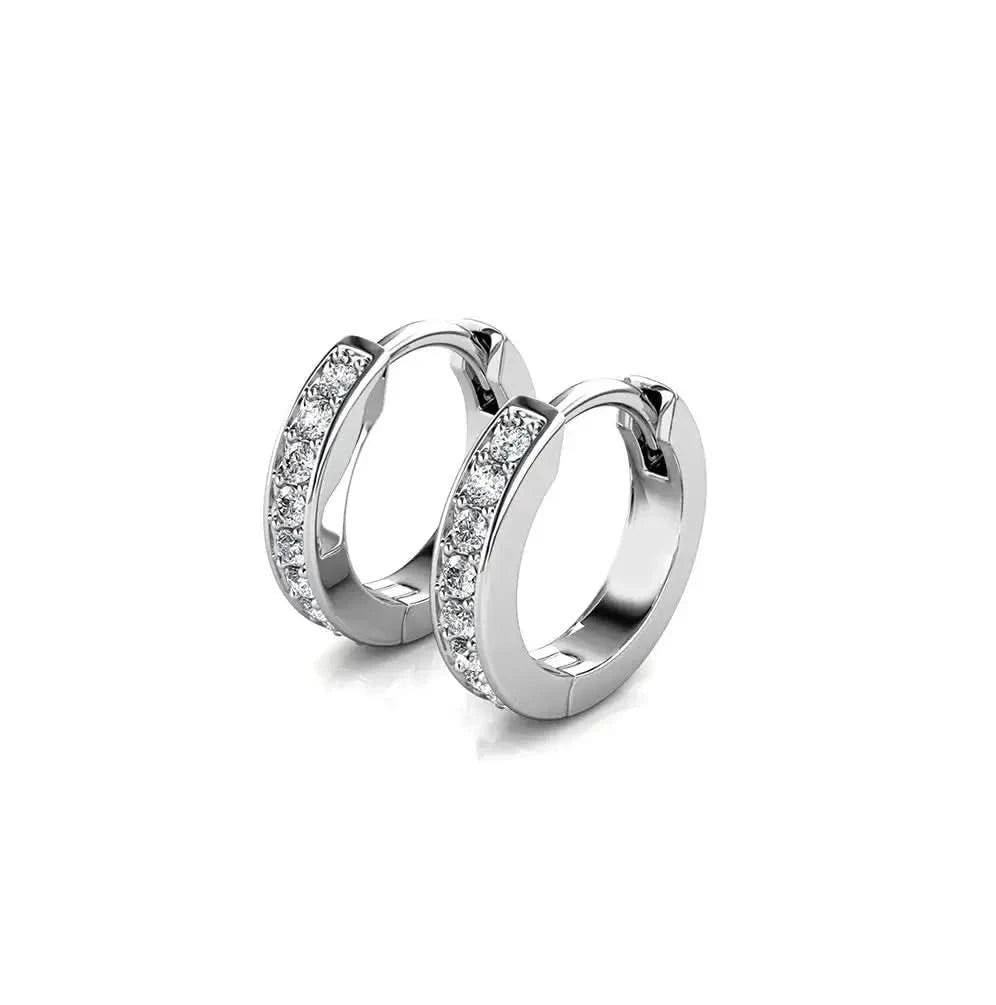 Малки обици халки с 18к златно покритие и блясък на кристали – by Crystal Pro Jewellery