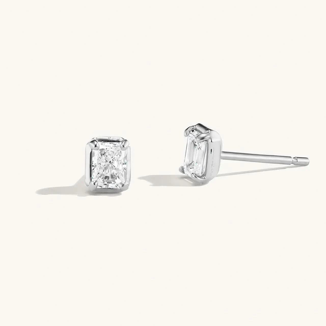 Малки обици на винт Rectangular Shine Сребро 925 – by Crystal Pro Jewellery