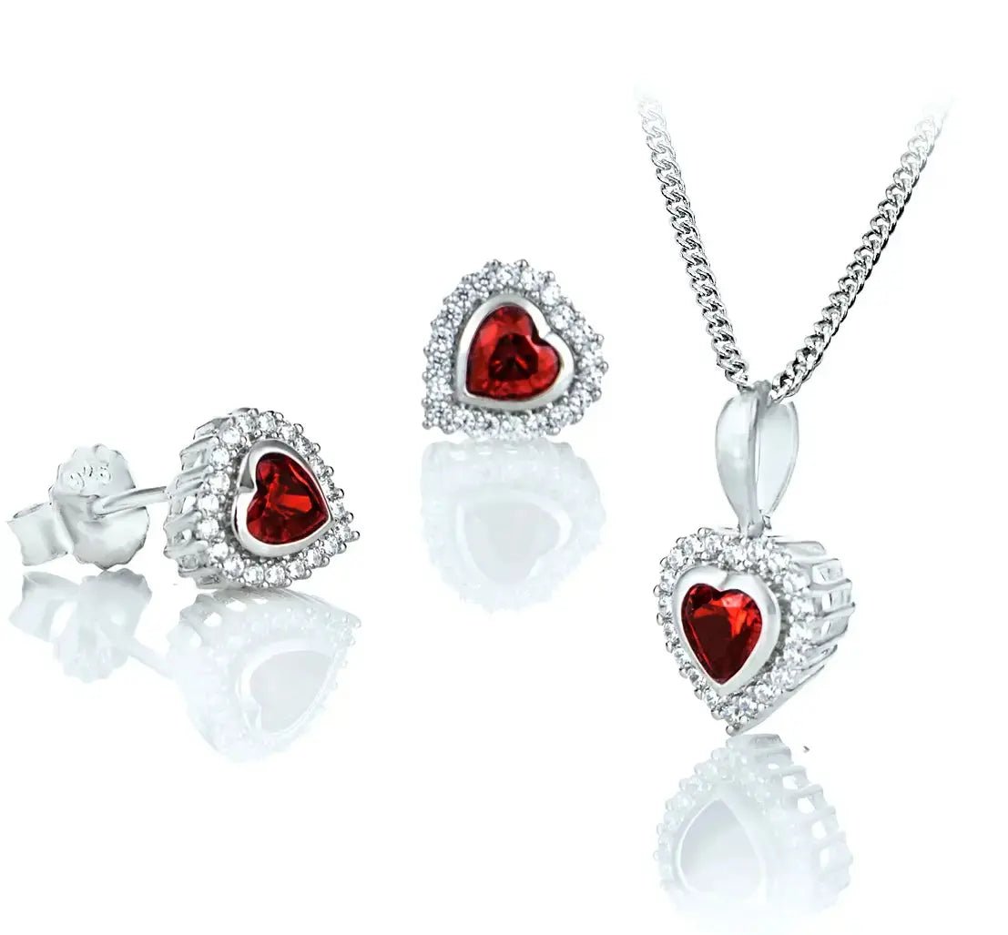 Малки обици сърца с Нано Гранат Сребро 925 – by Crystal Pro Jewellery