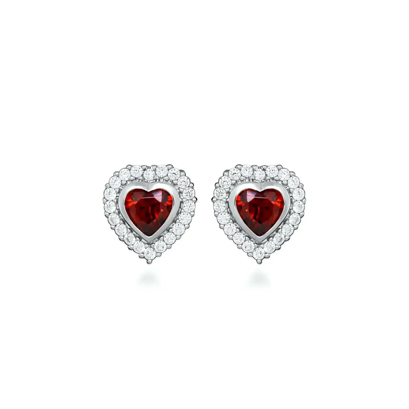 Малки обици сърца с Нано Гранат Сребро 925 – by Crystal Pro Jewellery