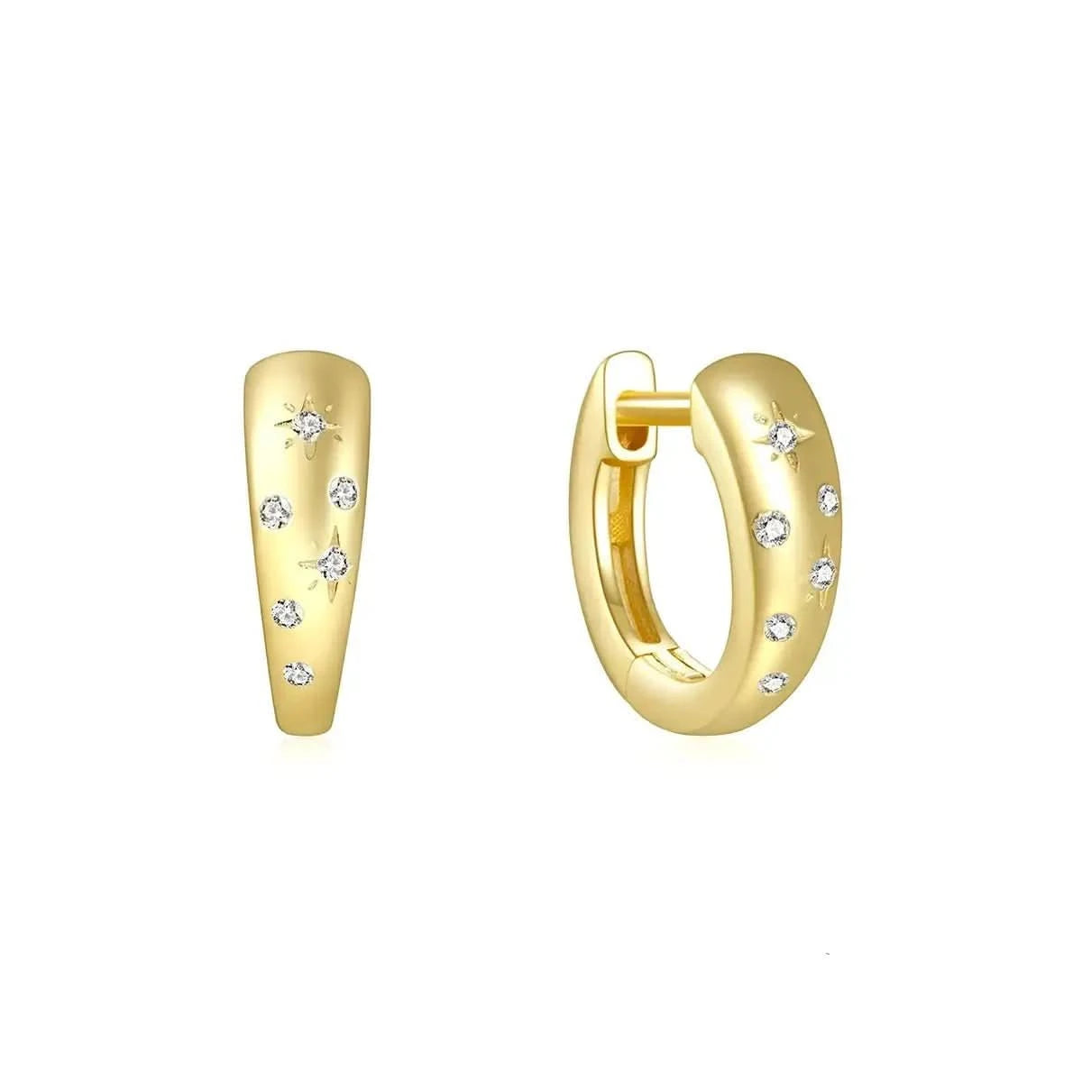 Малки сребърни халки със звездички и цирконии – by Crystal Pro Jewellery