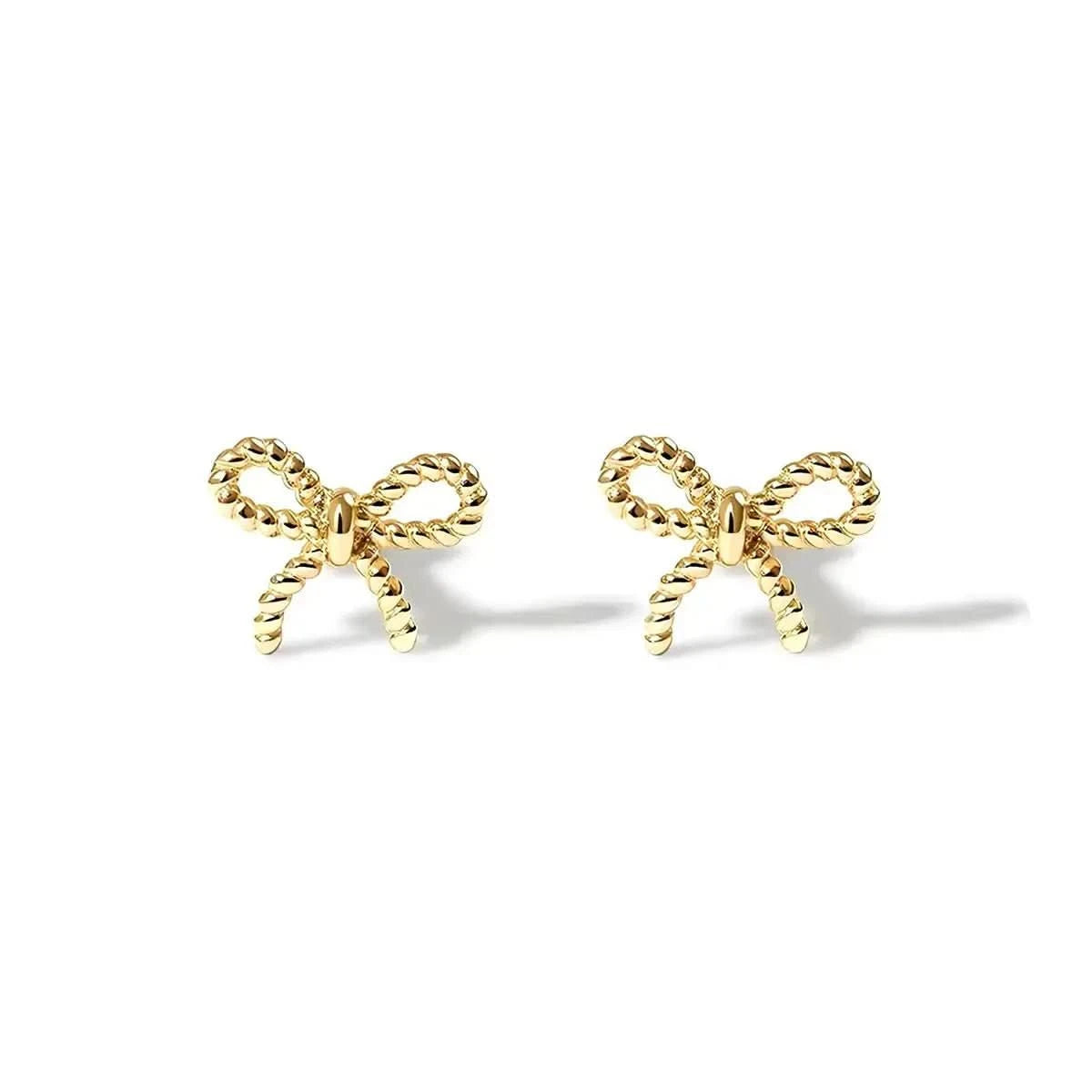 Малки сребърни обици с форма на панделки позлатени – by Crystal Pro Jewellery