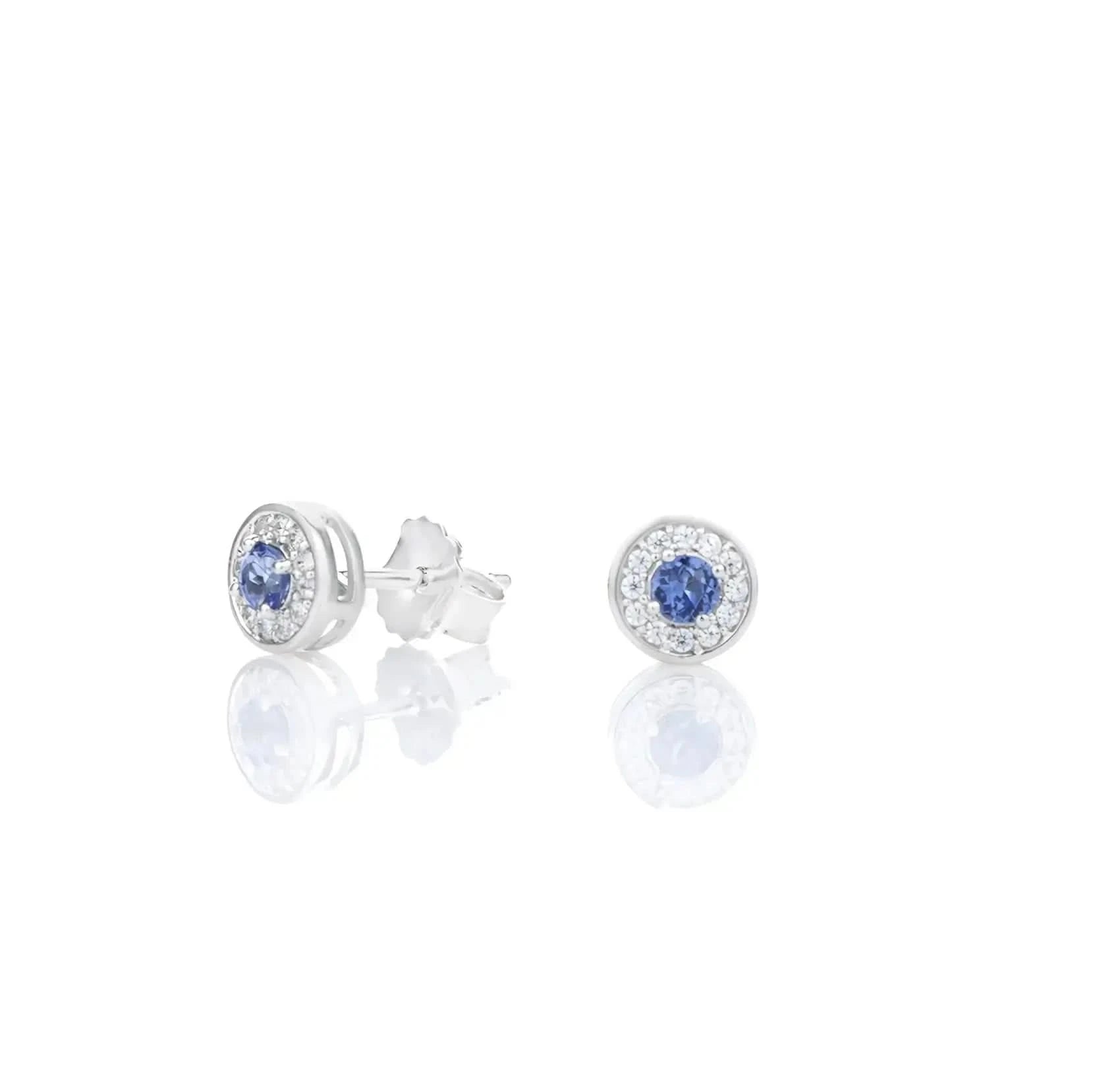 Малки сребърни обици в цвят Сапфир – by Crystal Pro Jewellery