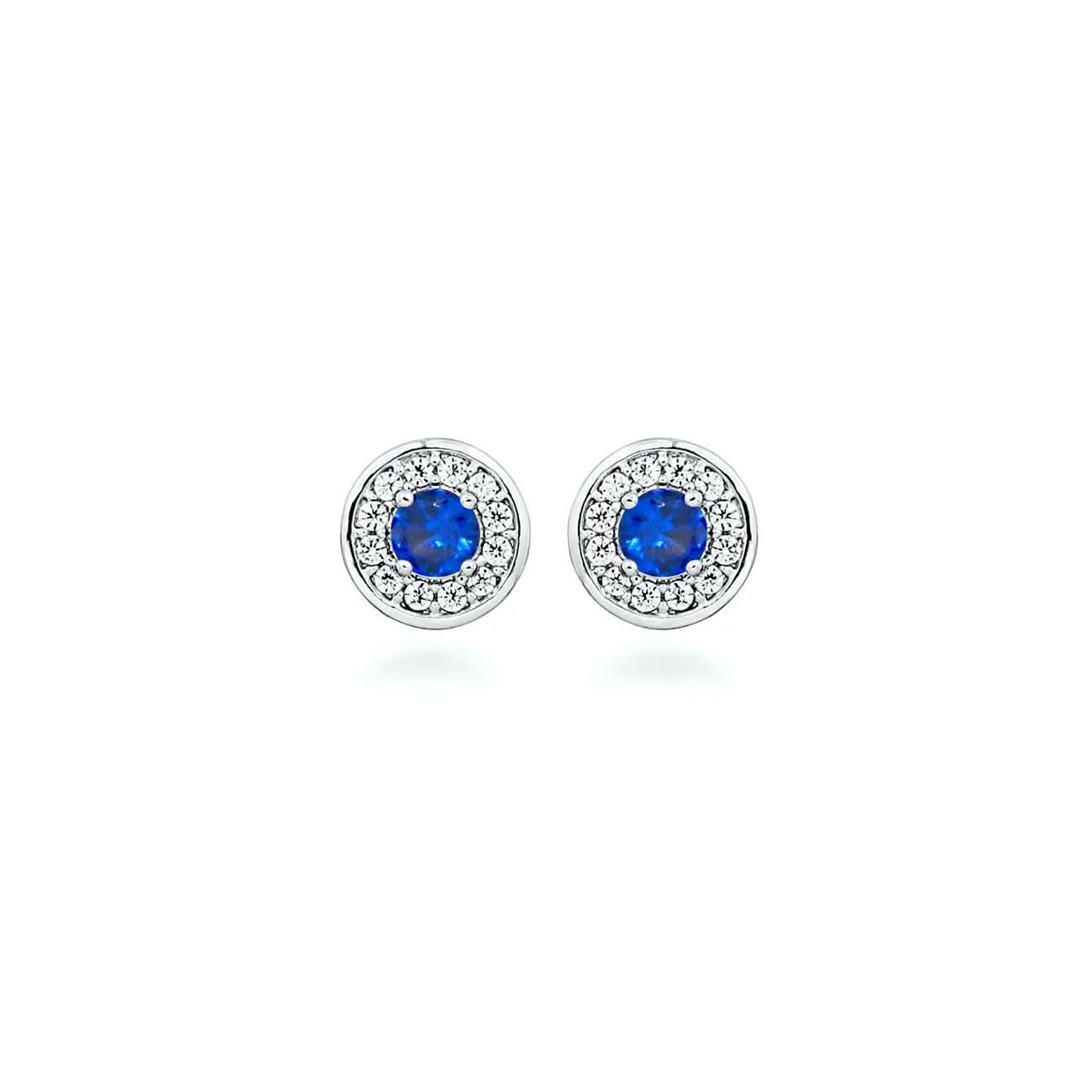 Малки сребърни обици в цвят Сапфир – by Crystal Pro Jewellery